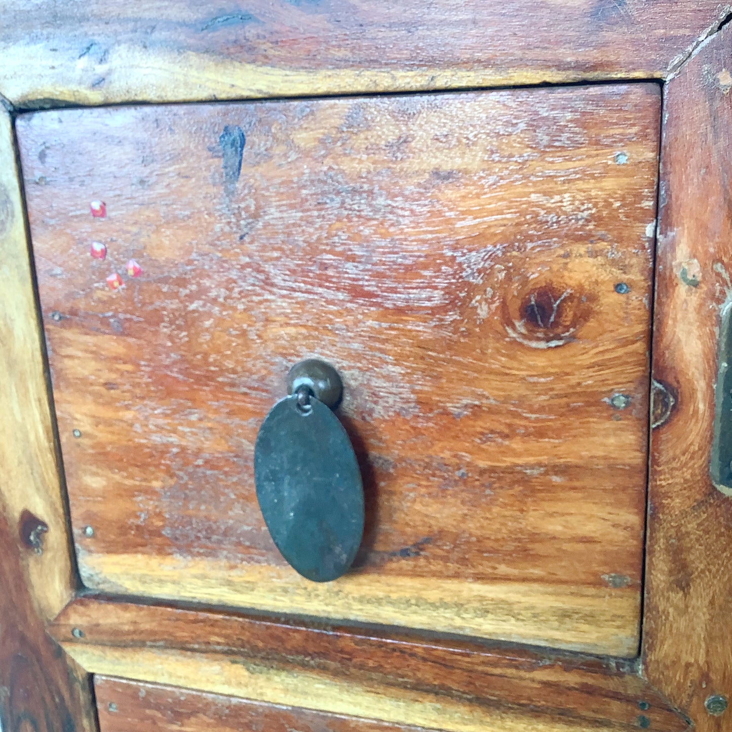 Antique Chinese Provincial Elmwood Cabinet | Iron Circular Lockplate | 19th to Early 20th Century