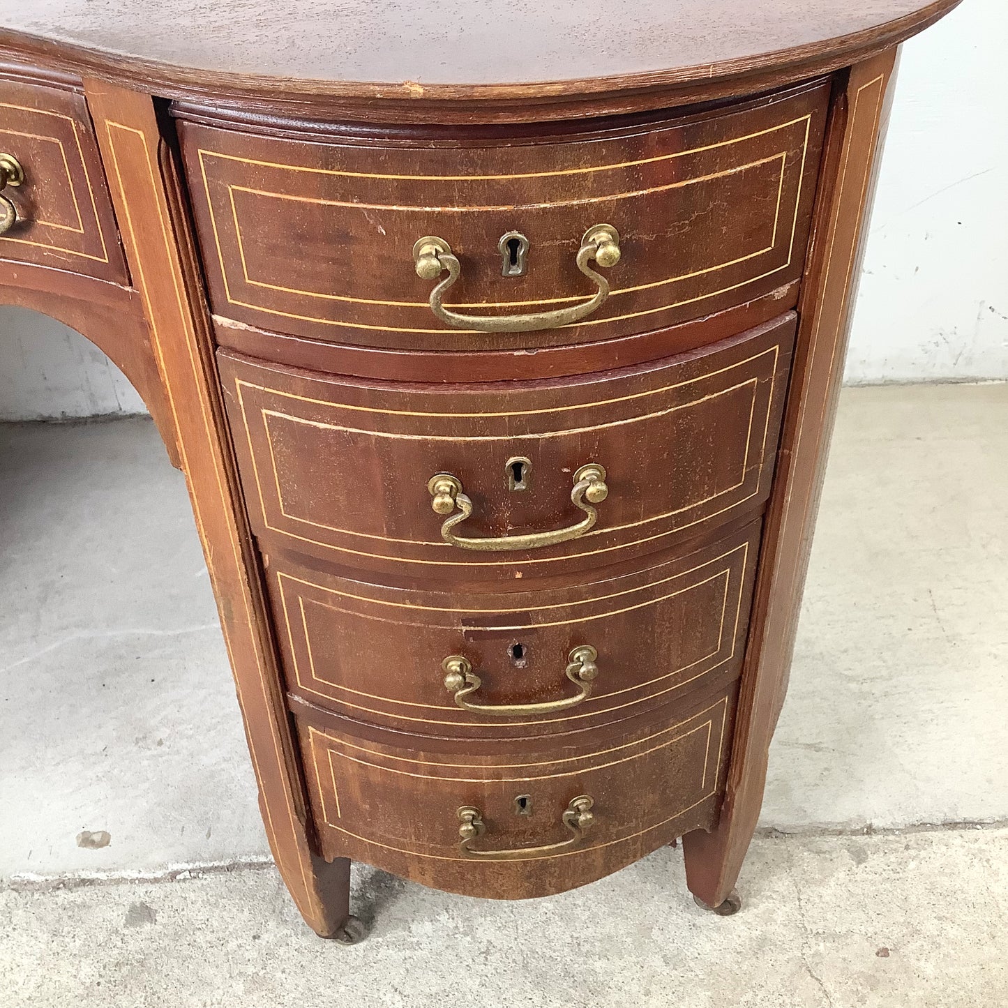 English Edwardian Mahogany Kidney Writing Desk