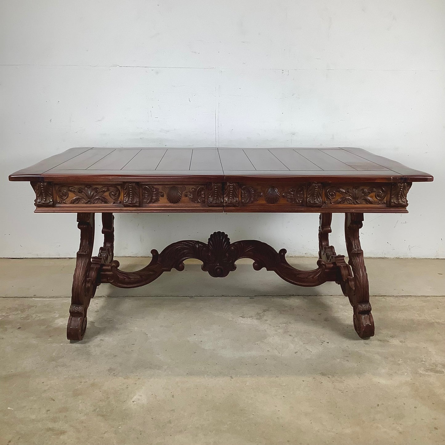 Spanish Revival Carved Extension Dining Table by Berkey & Gay