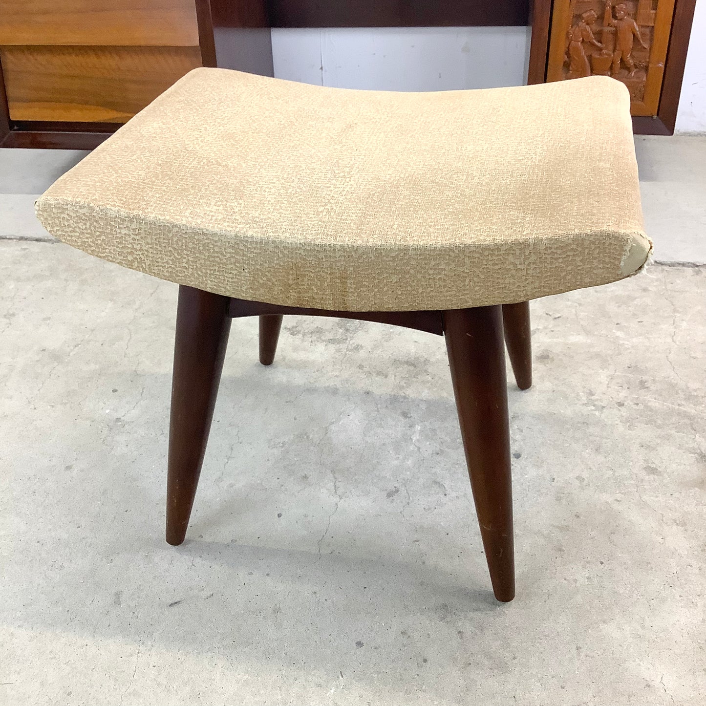 Mid-Century Vanity & Mirror With Stool