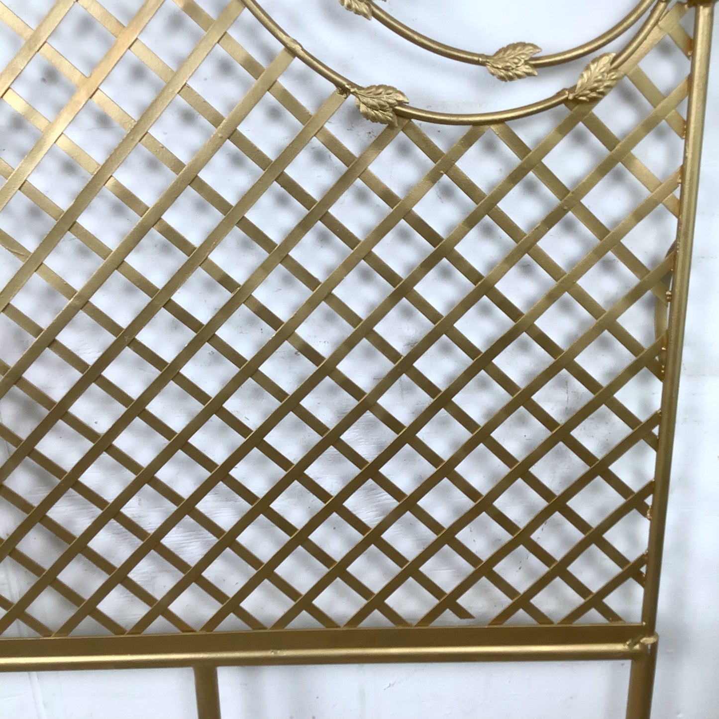 Vintage Hollywood Regency Gilt Metal Trellis Headboard