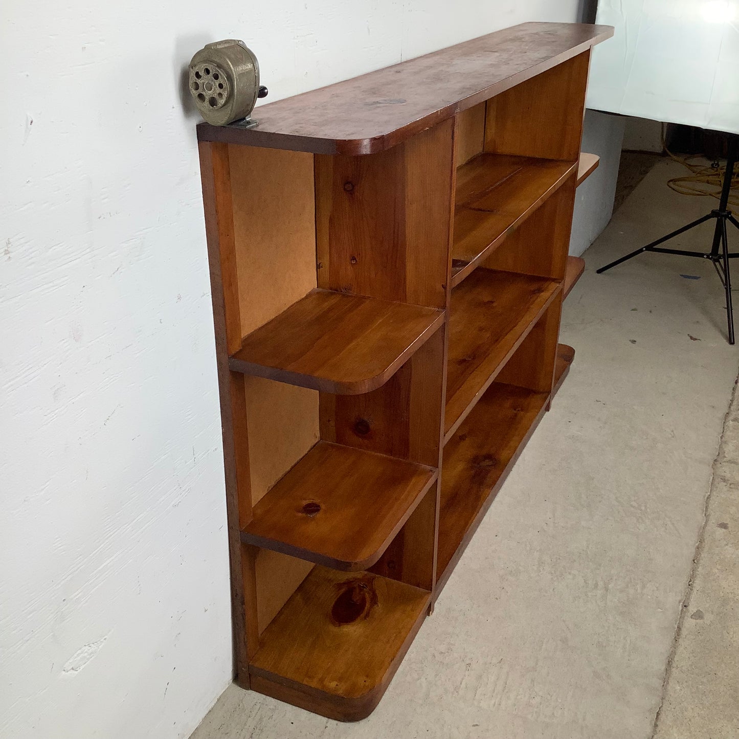 Vintage Solid Pine Open Bookcase