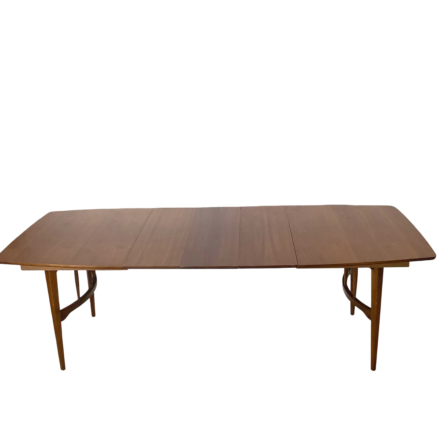 Mid-Century Walnut Spindle Trestle Dining Table w/ Leaves