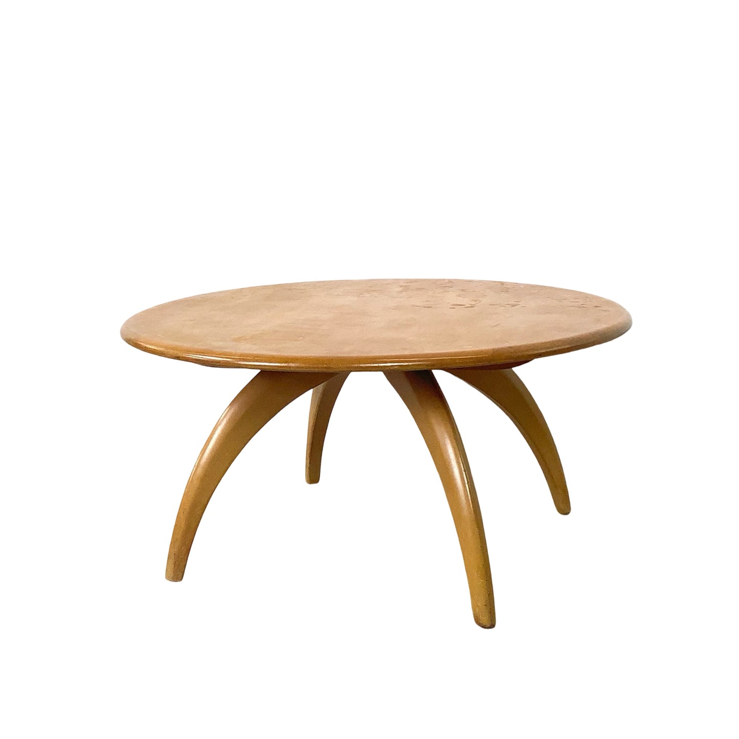 Heywood-Wakefield Solid Birch Lazy Susan Revolving Coffee Table (Wheat Finish)