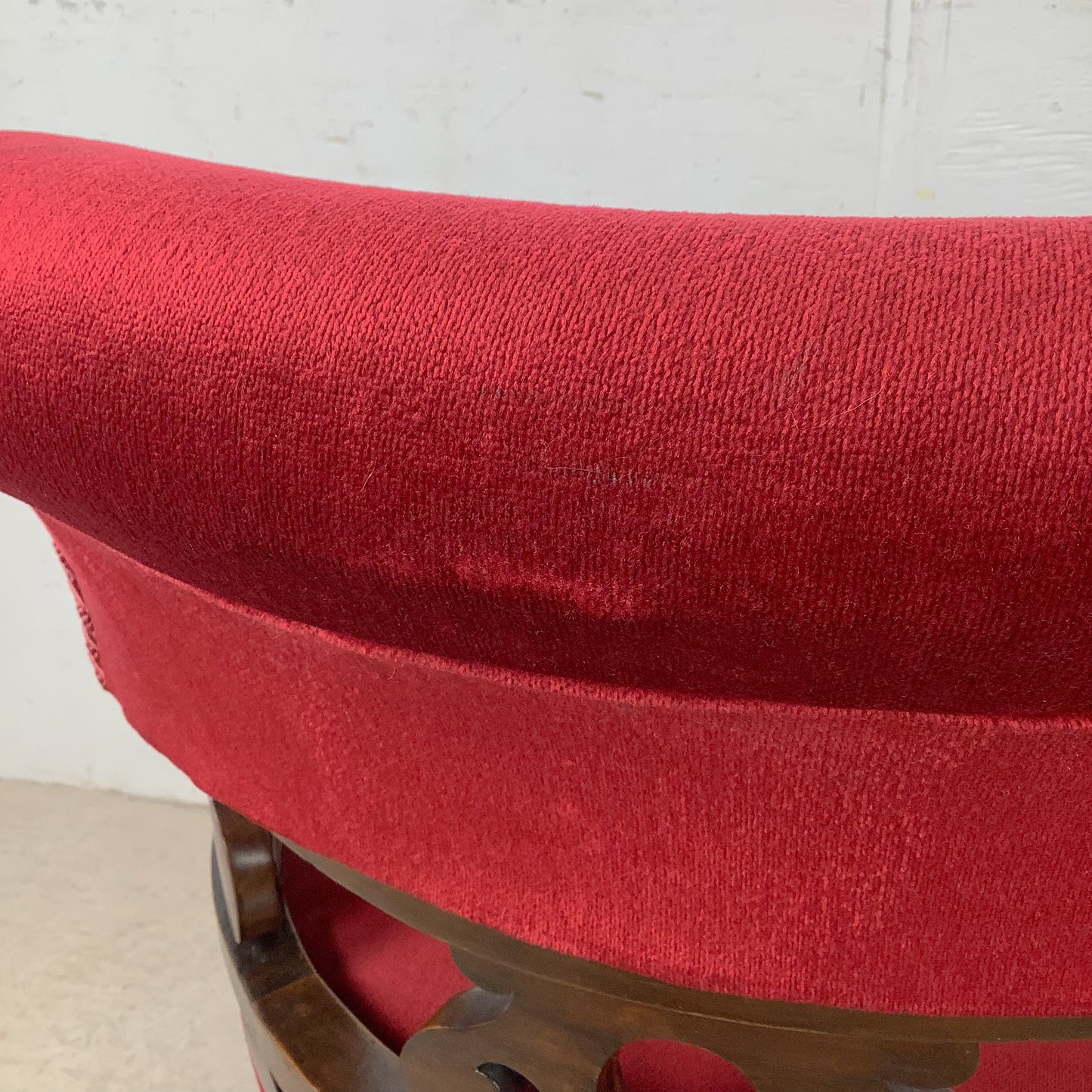 Empire Revival Upholstered Armchair in Red Velvet