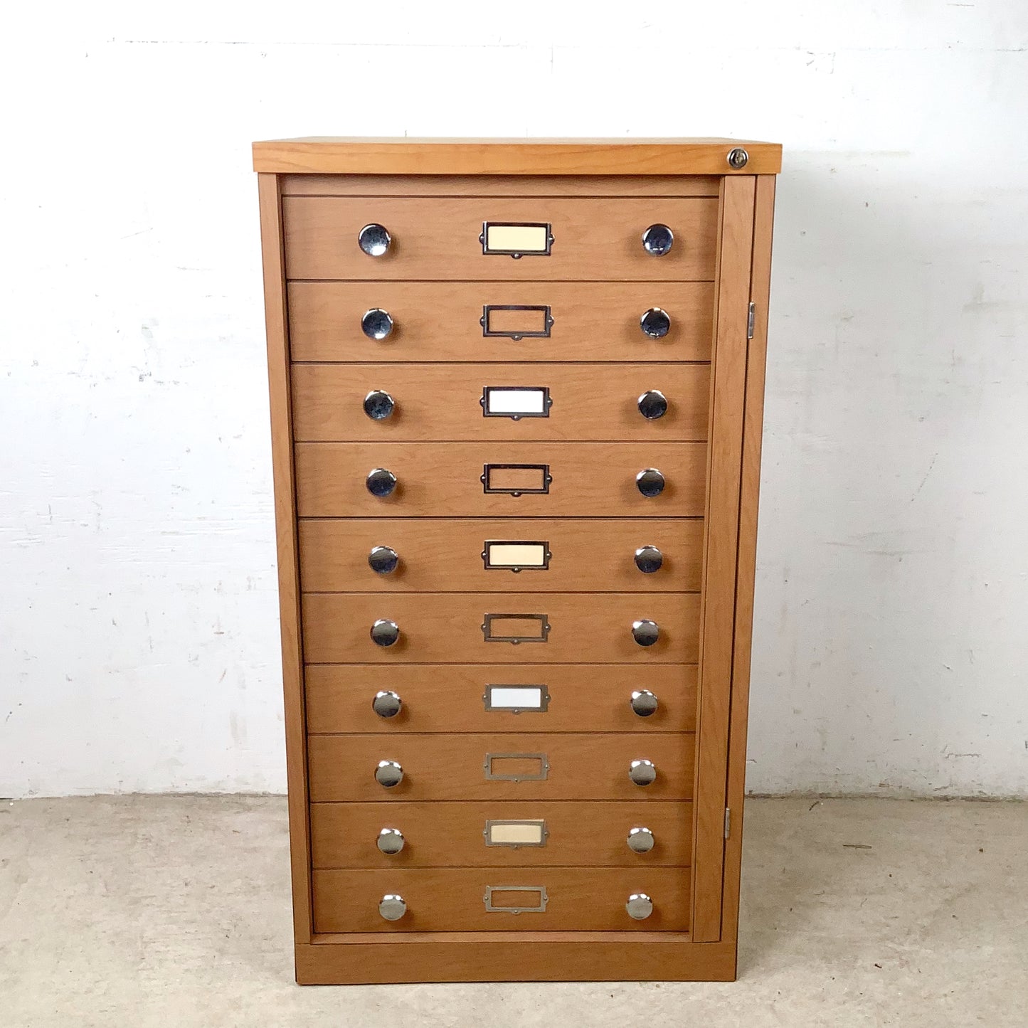 Ten-Drawer Museum Specimen Cabinet | Butcher Block Top | Felt-Lined Drawers