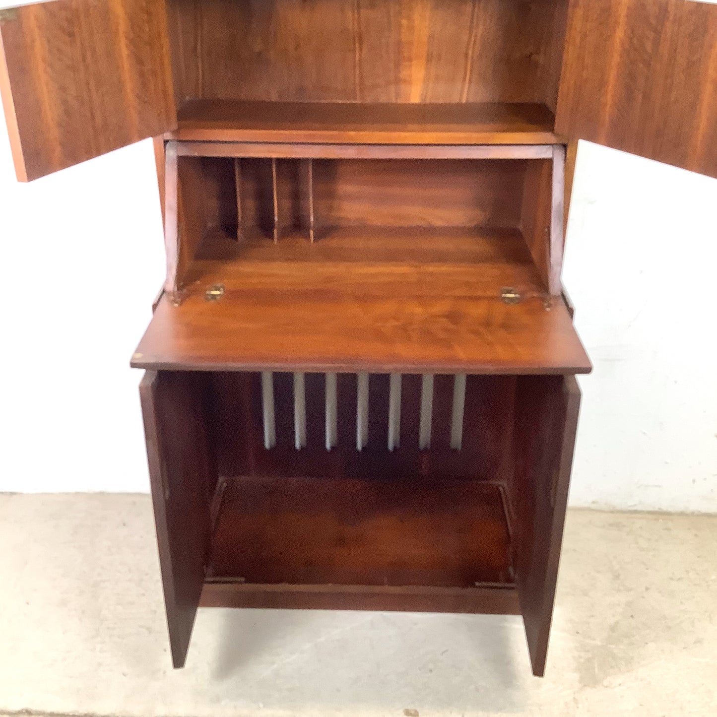 Vintage Mid-Century Modern Walnut Secretary Bookcase | Drop-Front Desk | c. 1960s