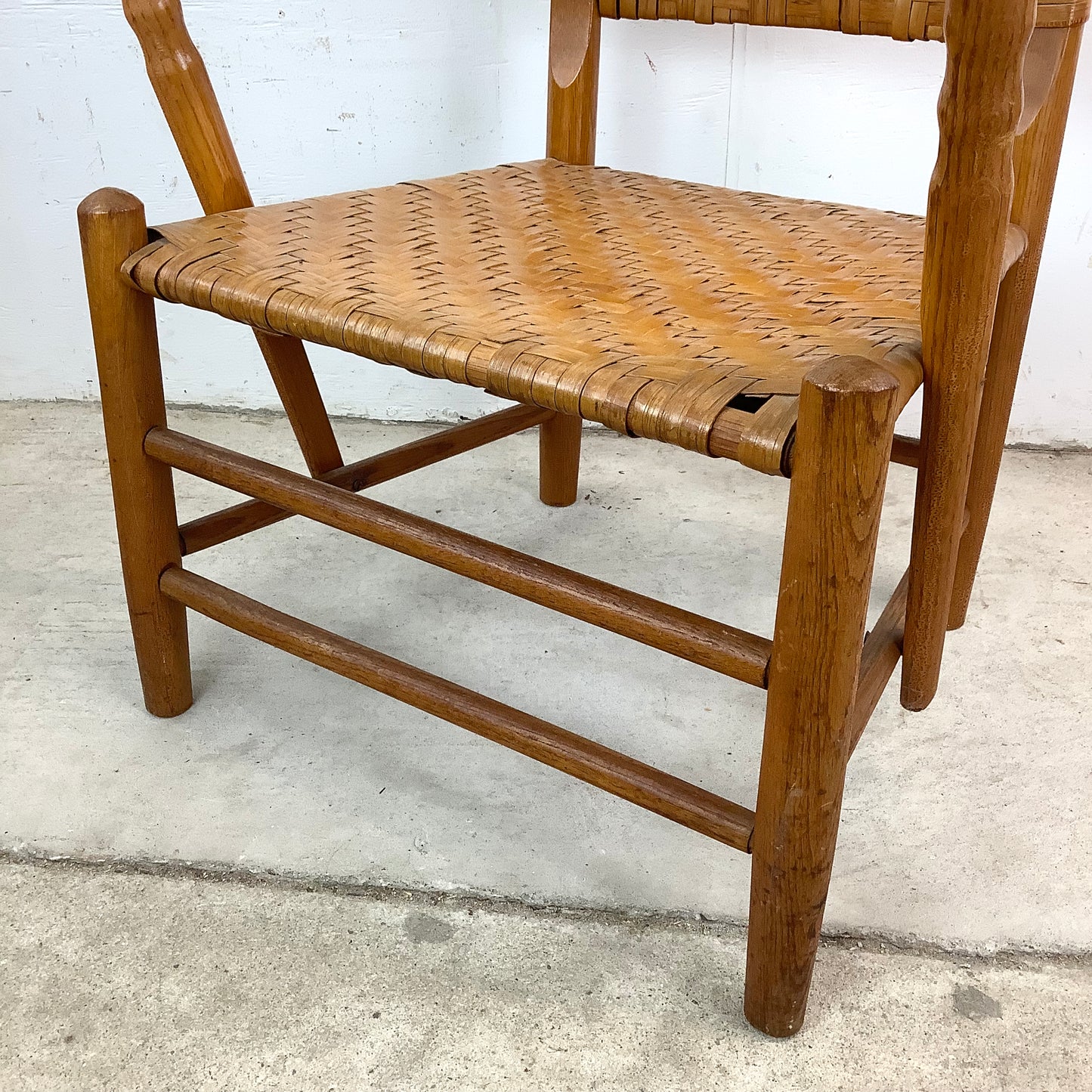 Rustic Vintage Rattan Back Armchair