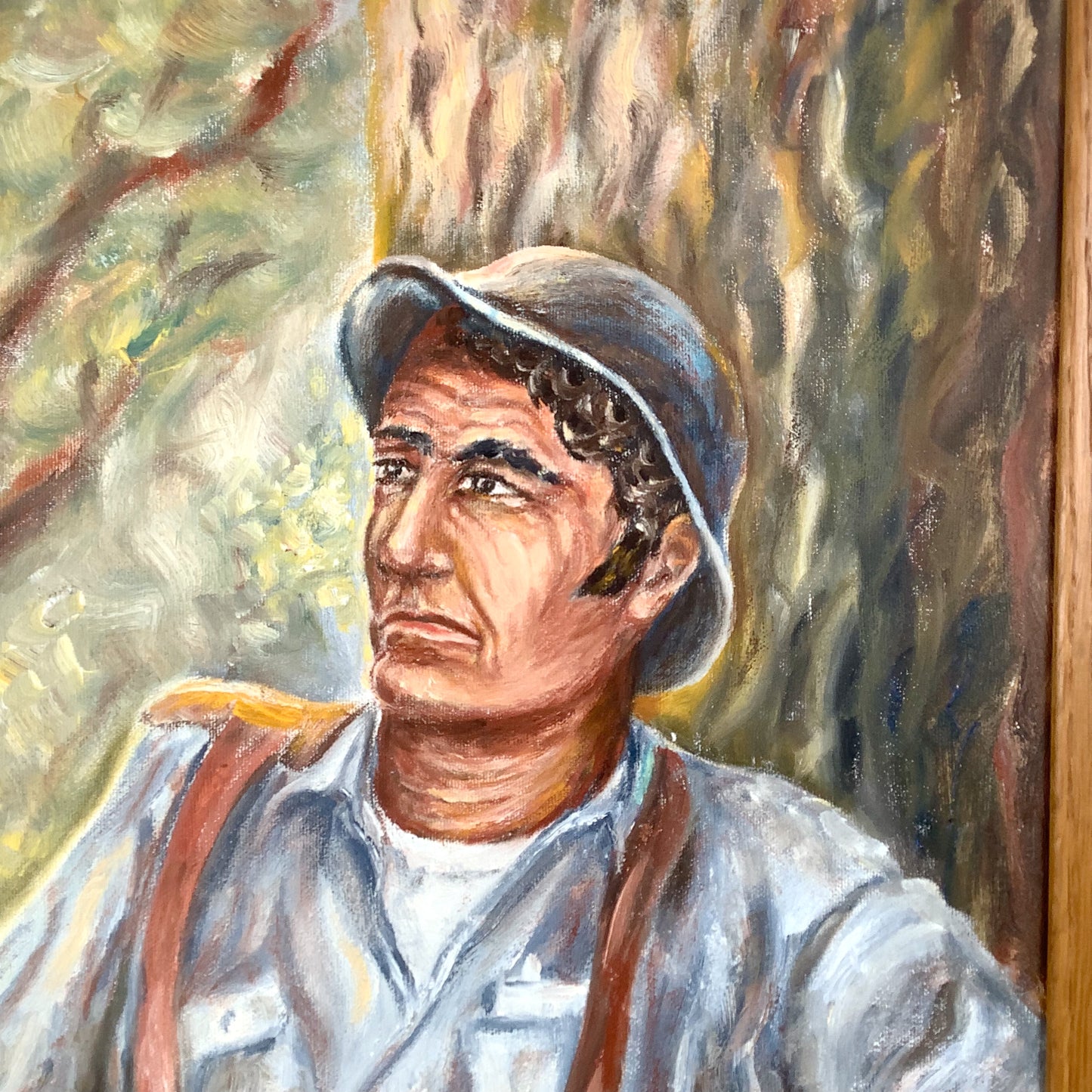 Mid-Century Figurative Oil Painting of Seated Woodsman — Jules Wisneski