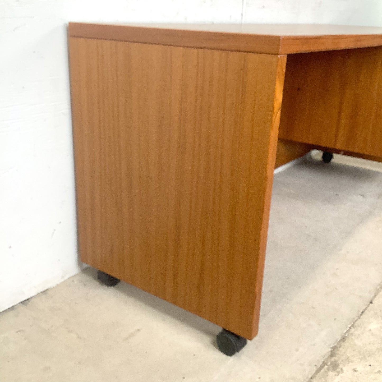 Mid-Century Danish Modern Teak Single Pedestal Writing Desk