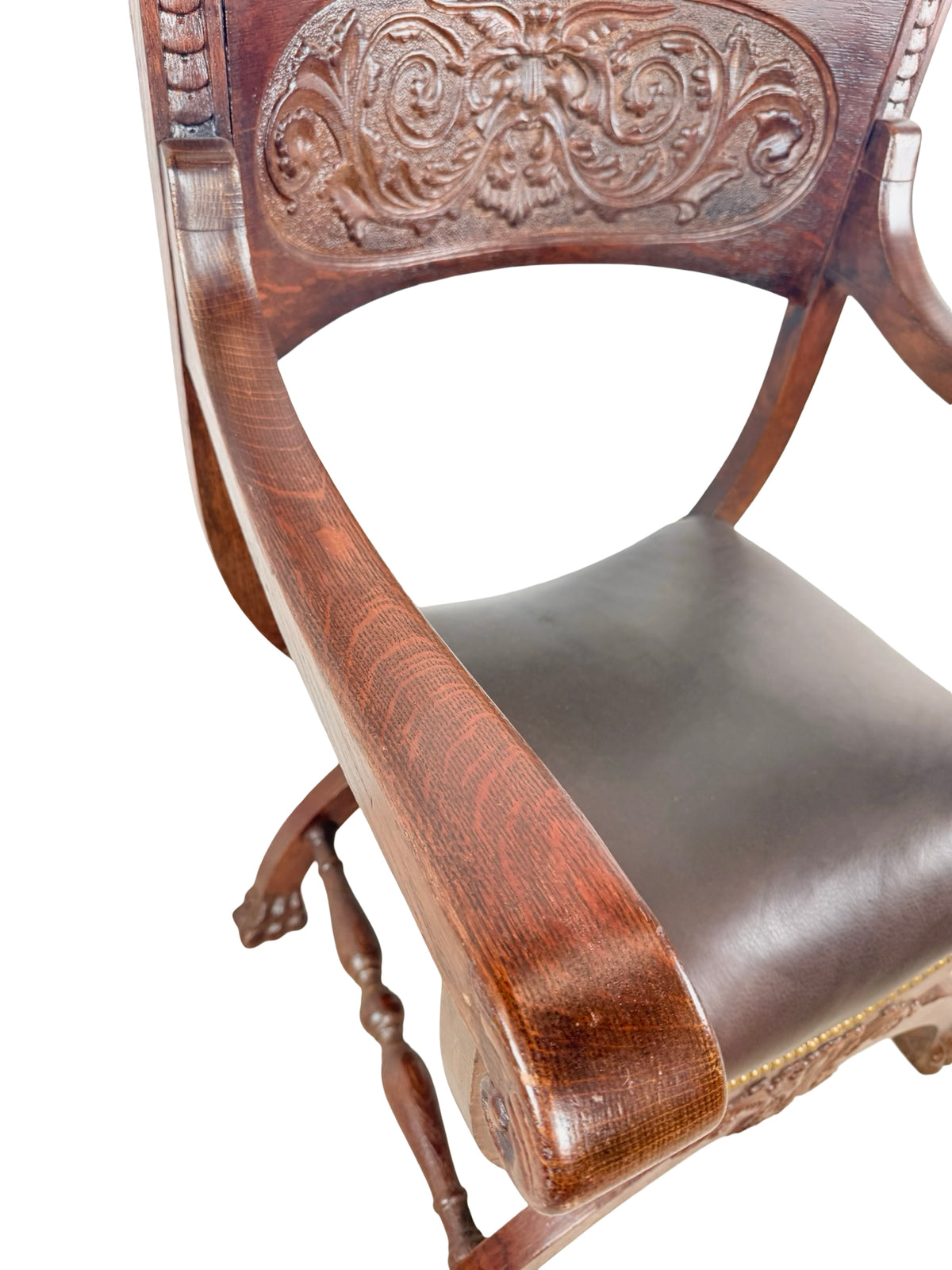 Vintage Renaissance Revival Savonarola X-Frame Accent Chair