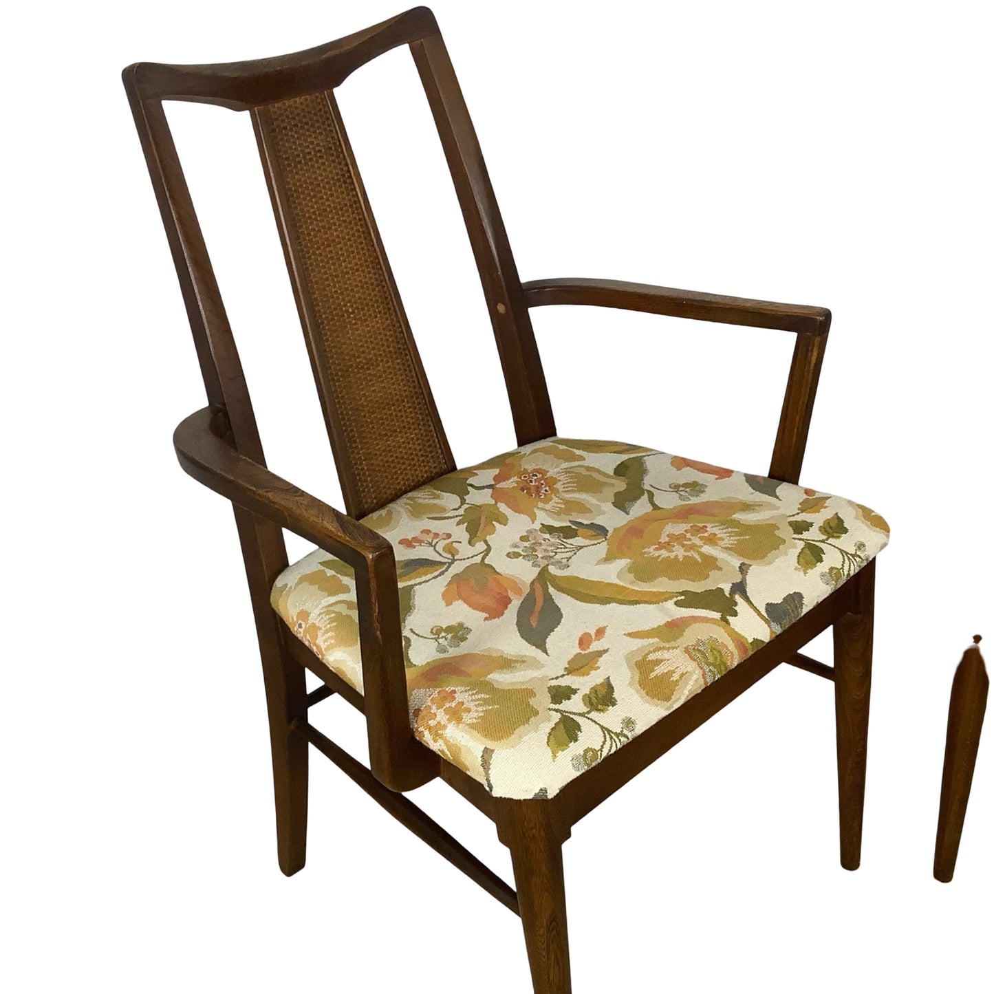 Vintage Mid-Century Modern Walnut & Cane Dining Chairs - Set of 6
