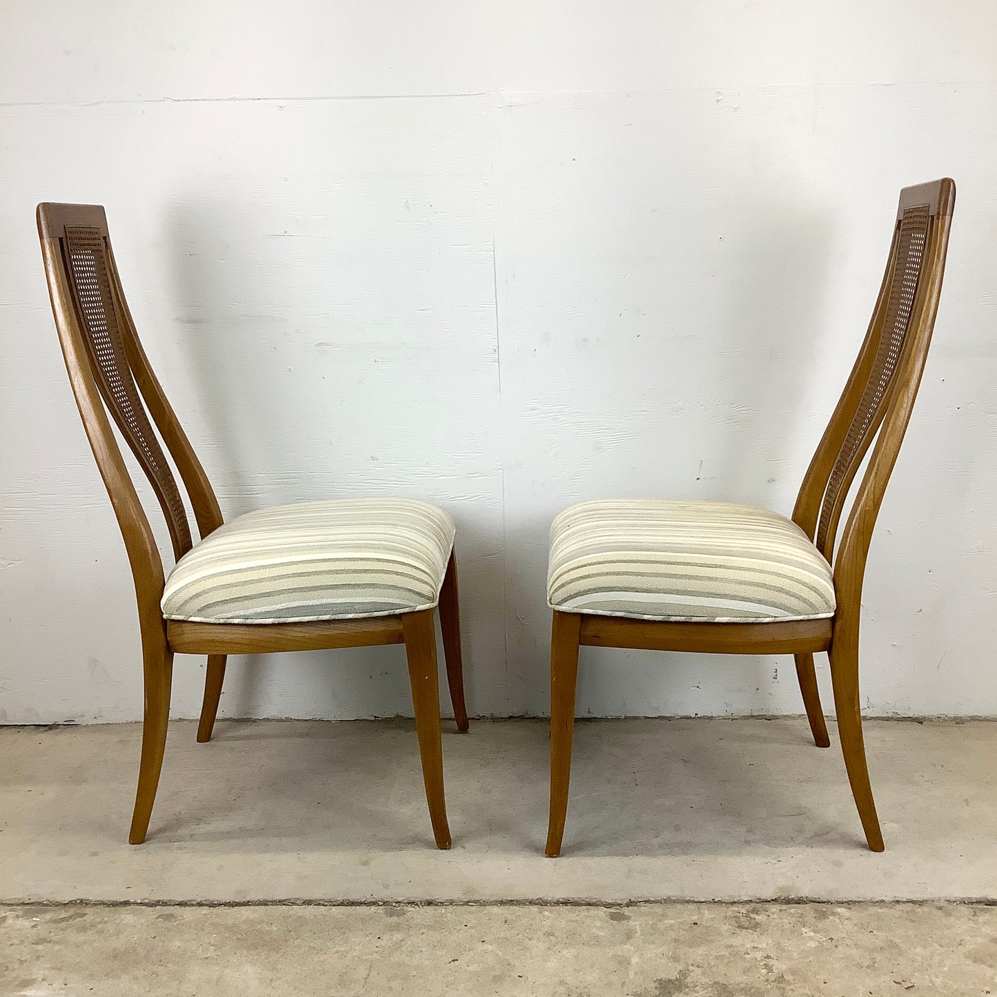 Vintage Highback Cane Detail Dining Chairs- Six