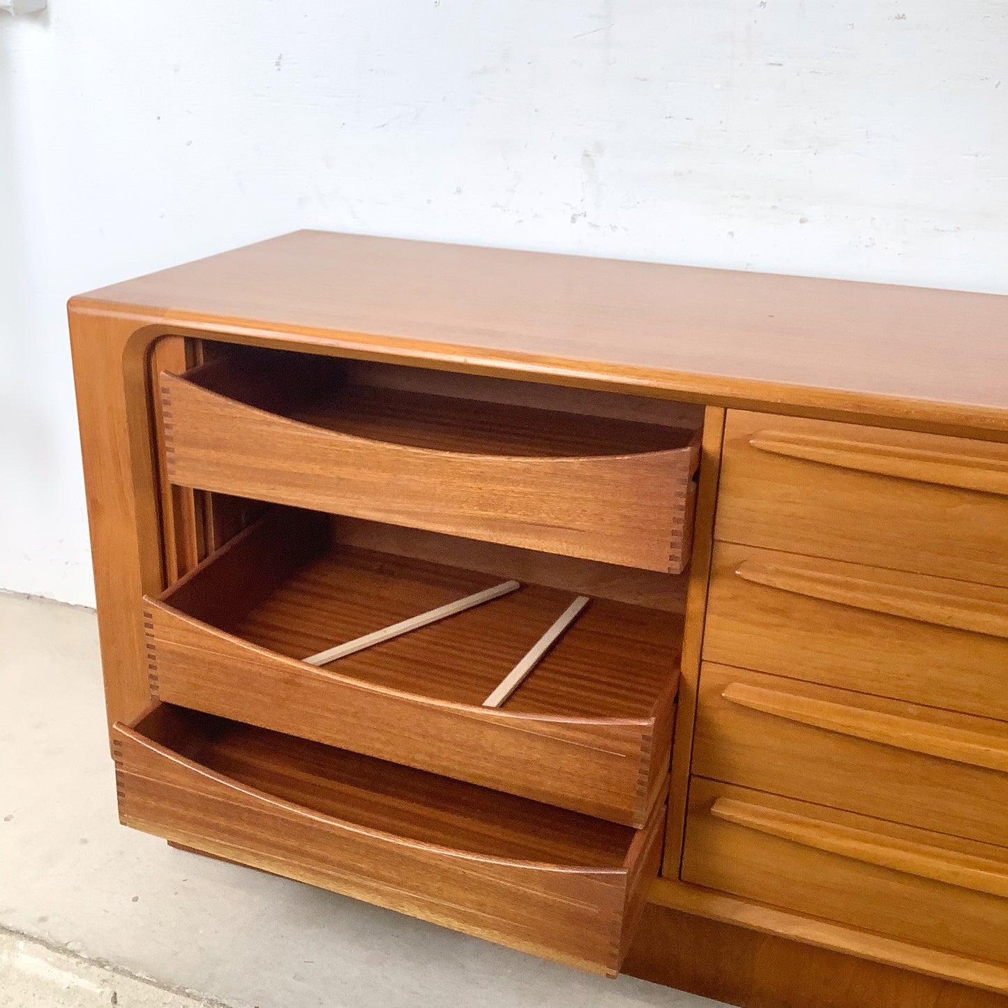 Danish Teak Tambour Door Credenza by Bernhard Pedersen & Søn | 20th Century