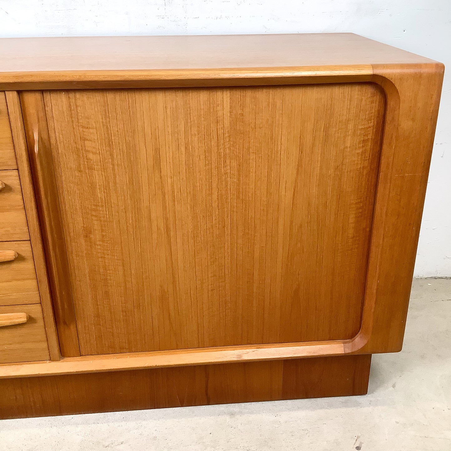 Danish Teak Tambour Door Credenza by Bernhard Pedersen & Søn | 20th Century