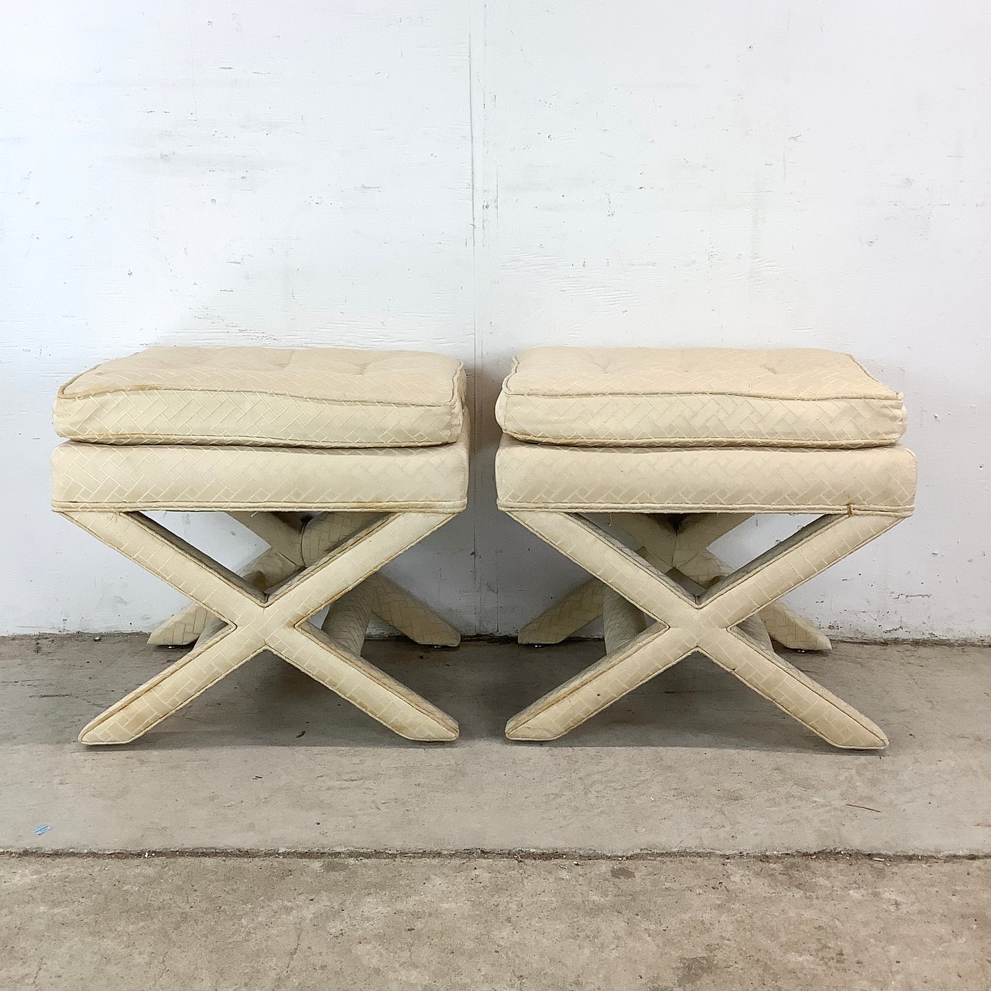 Pair Vintage X-Base Regency Benches