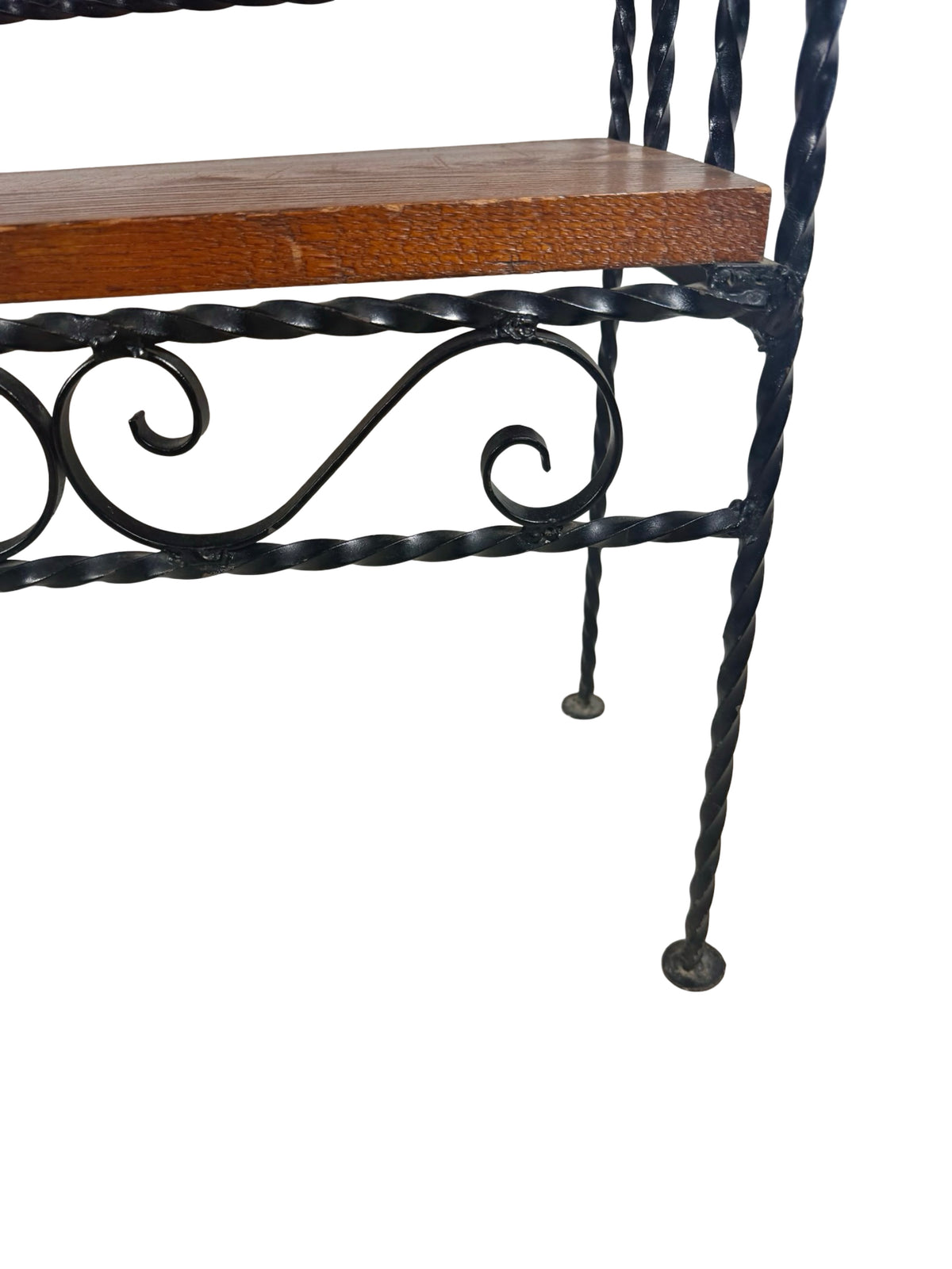 Vintage Handmade Wrought Iron Scroll Shelf — Spanish Revival Style
