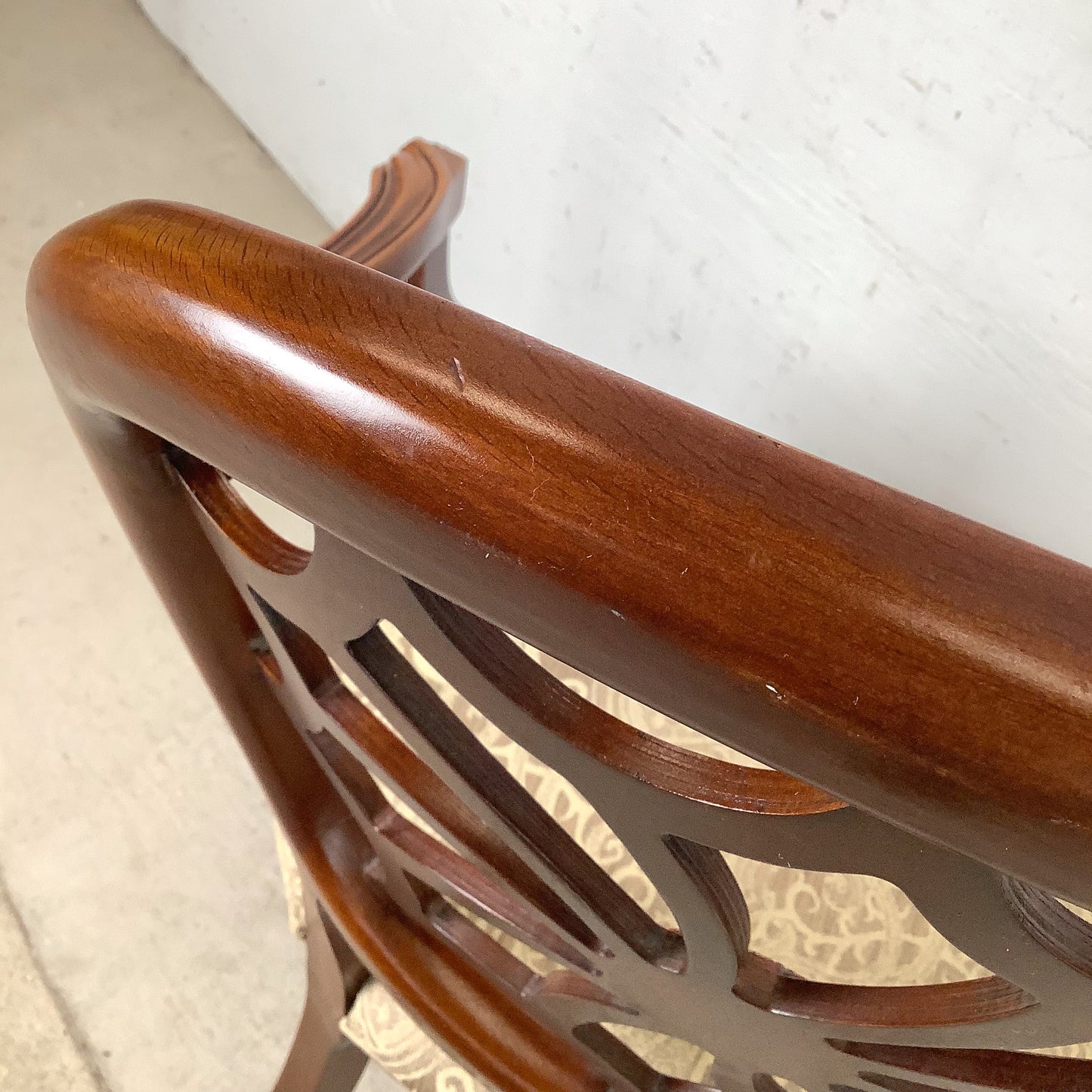 Hepplewhite Spider Back Mahogany Armchair | Upholstered Seat | Late 20th Century