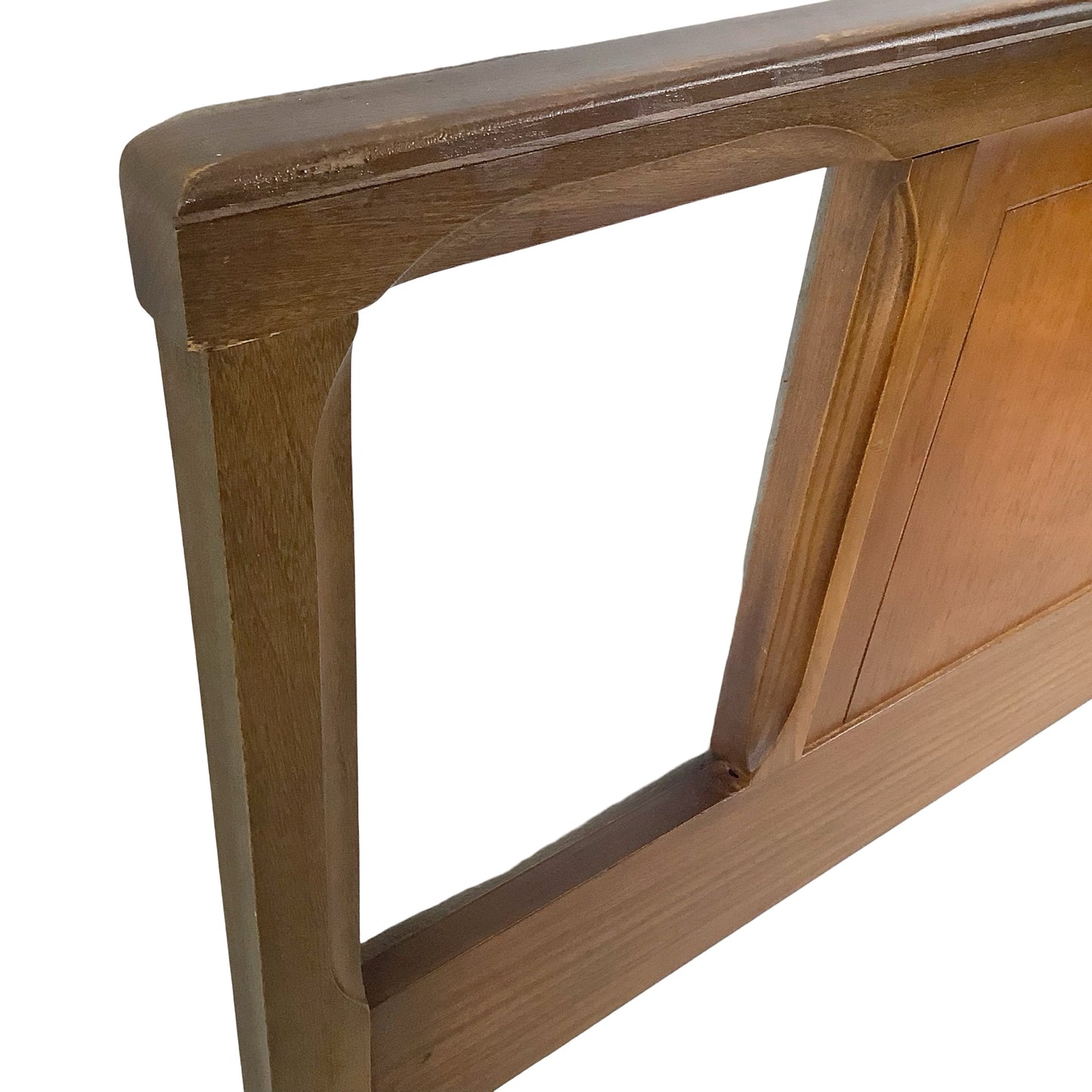 Mid-Century Modern Walnut Headboard | Vintage Full/Queen | Sculptural Cutout Design