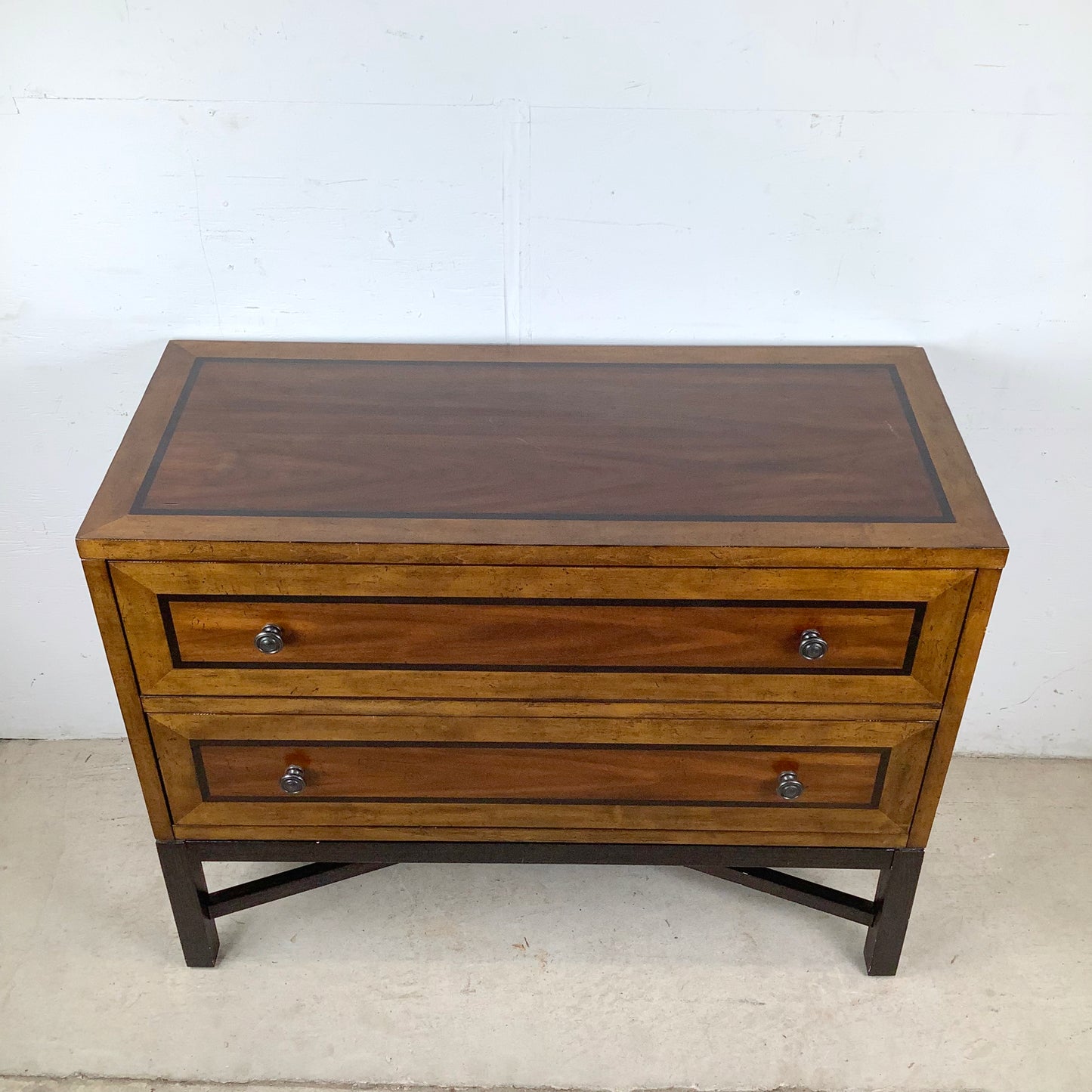 Transitional Two-Drawer Dresser With X Base