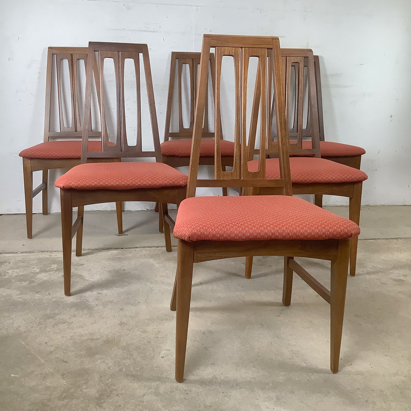 Young Manufacturing attr. Walnut High-Back Dining Chairs — A Set of Six MCM Chairs