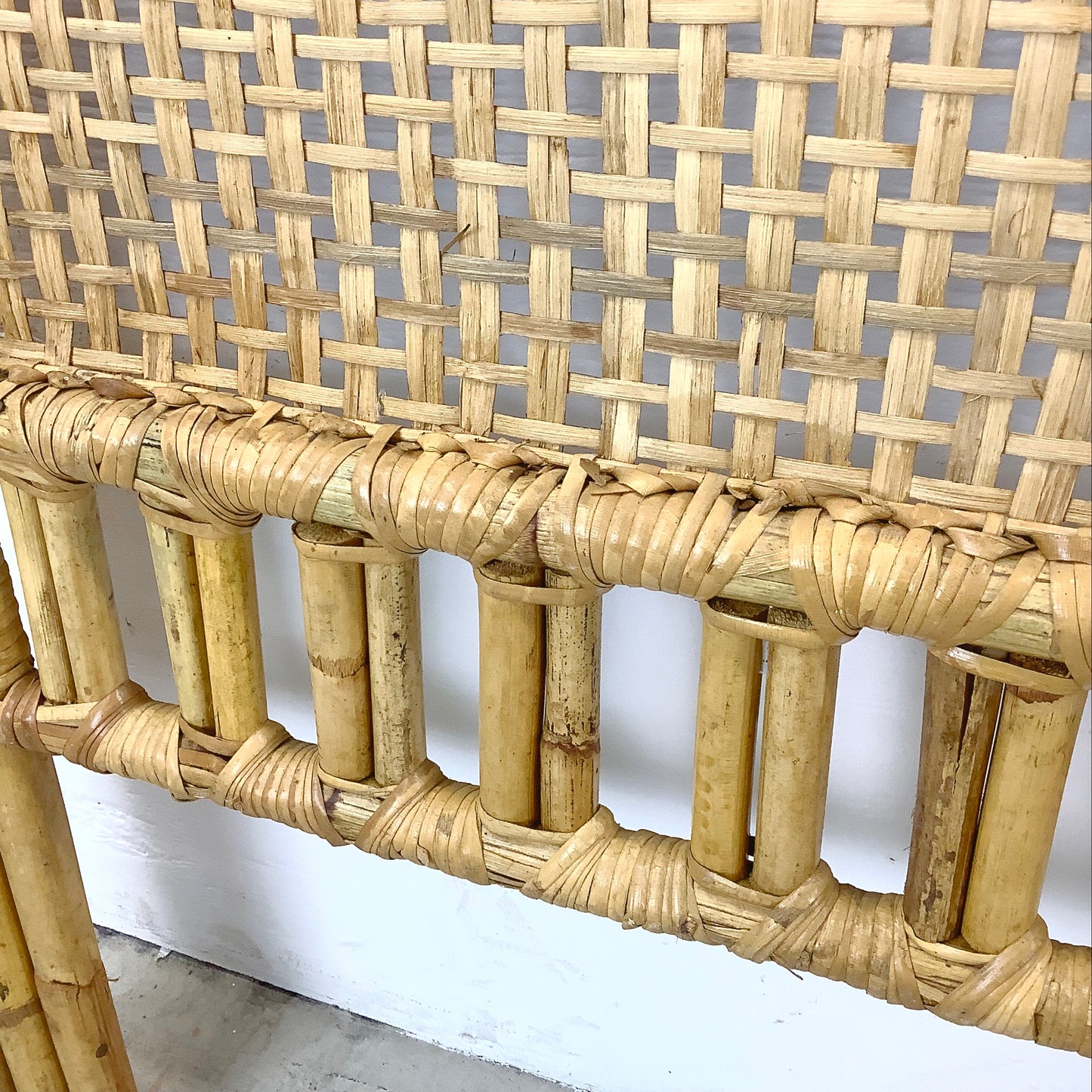 Vintage Coastal Arch Rattan Headboard- Twin