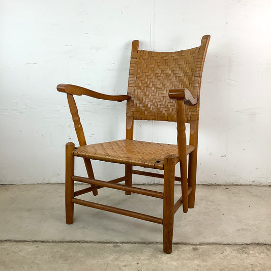 Rustic Vintage Rattan Back Armchair