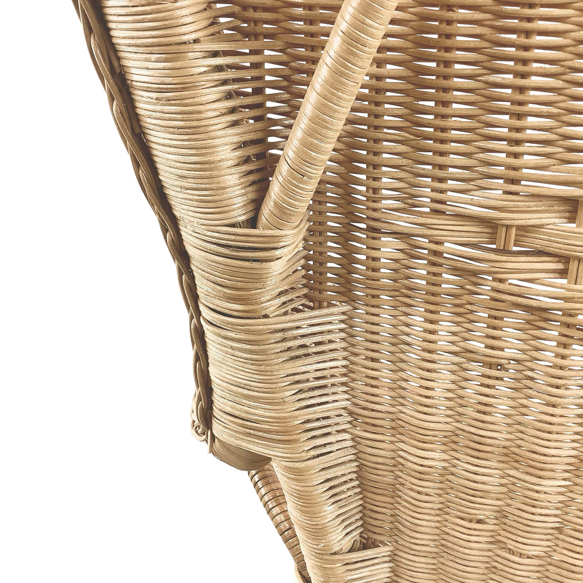 Vintage High-Back Woven Wicker Armchair