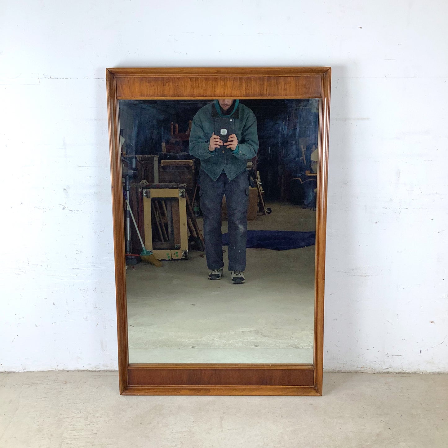 Large Mid-Century American Walnut & Pecan Mirror