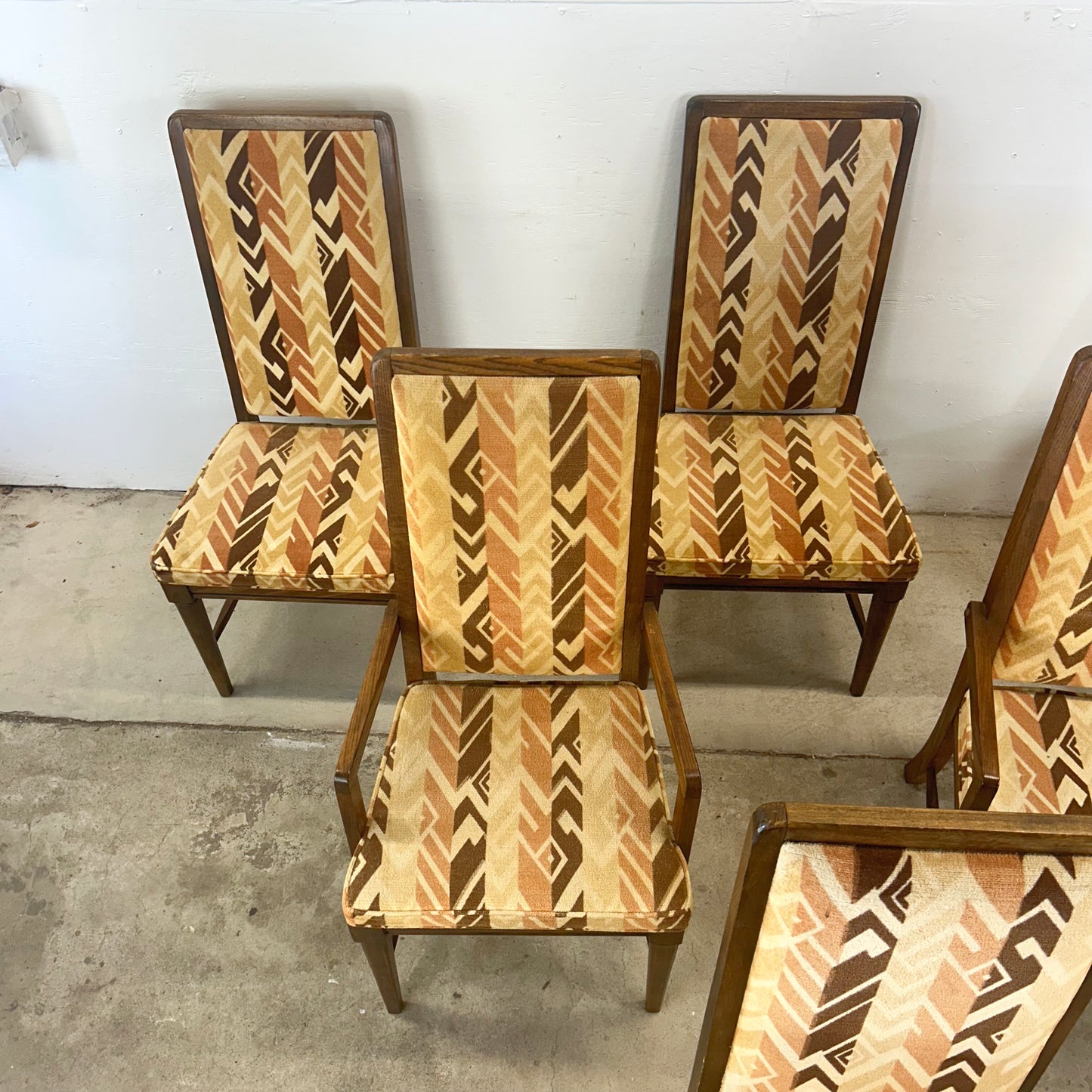 Vintage Modern High Back Dining Chairs- Set of Six