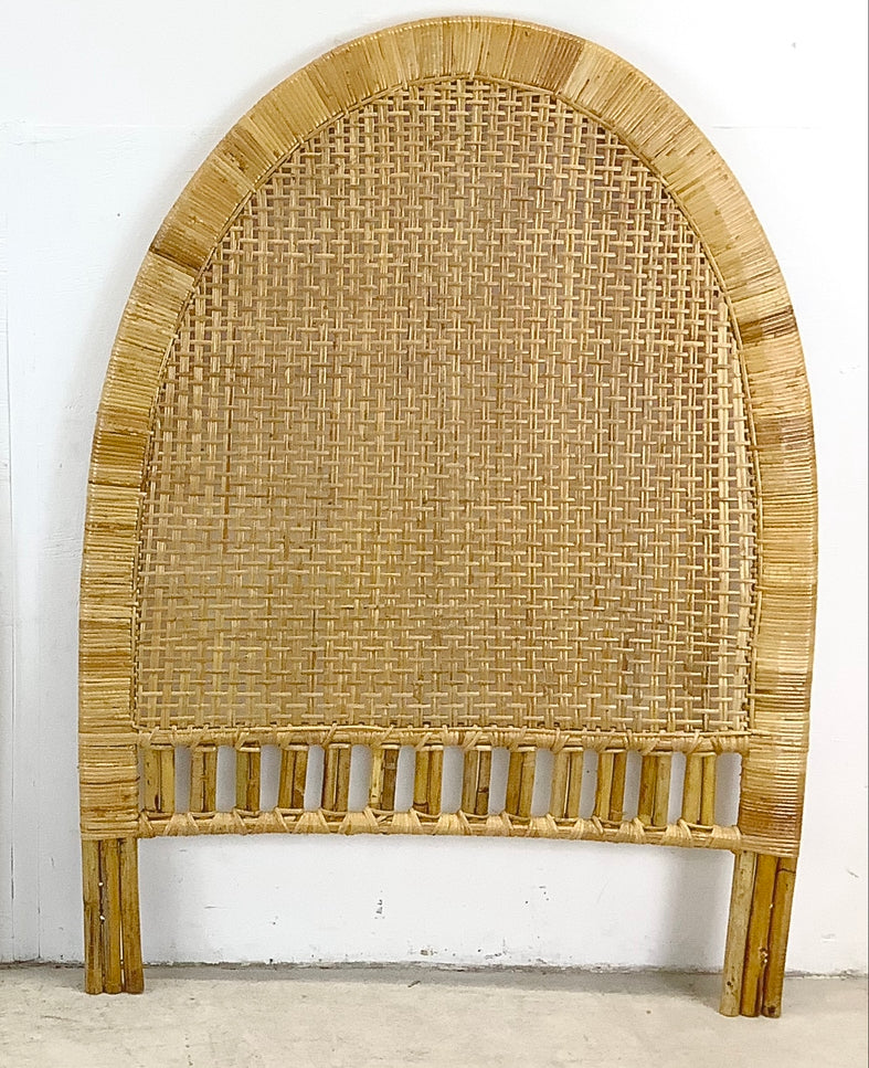 Vintage Coastal Arch Rattan Headboard- Twin