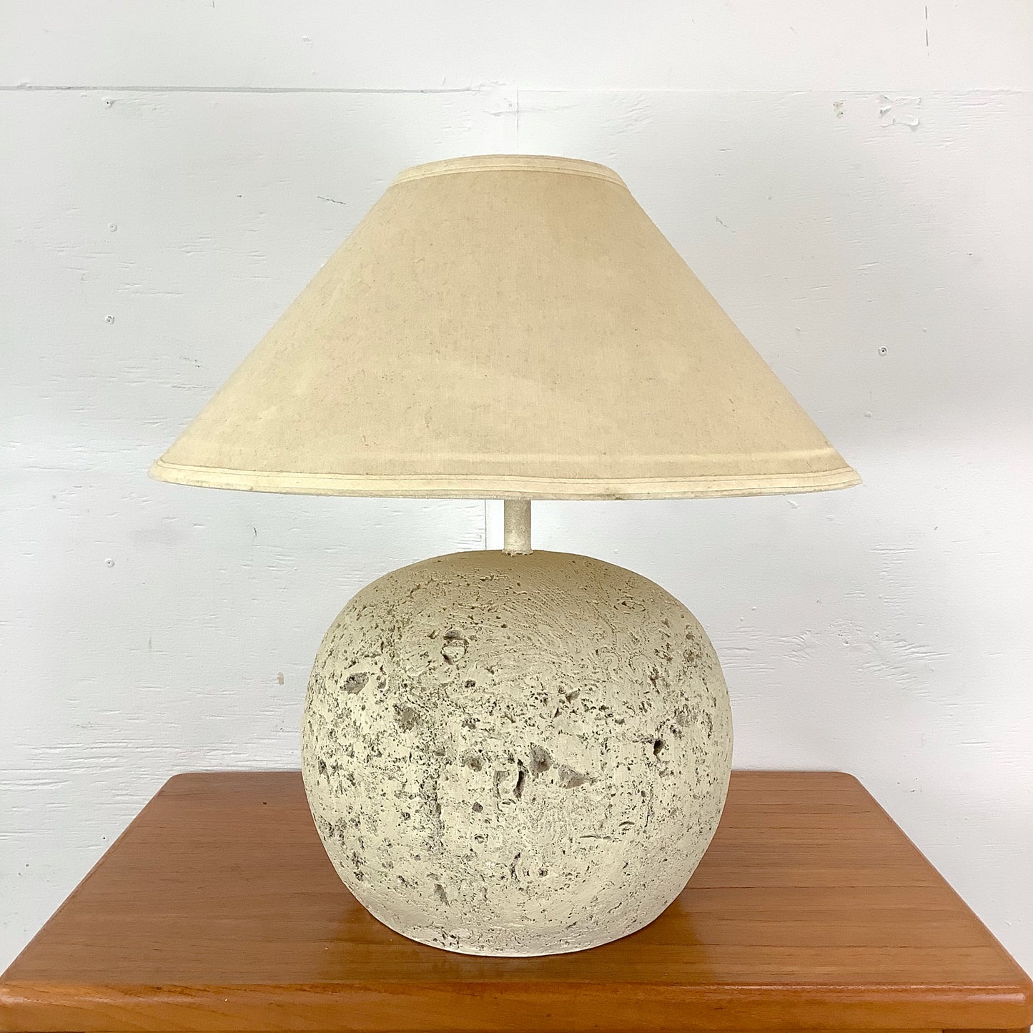 Coastal Modern Orb Lamp in Natural Coral Stone With Shade