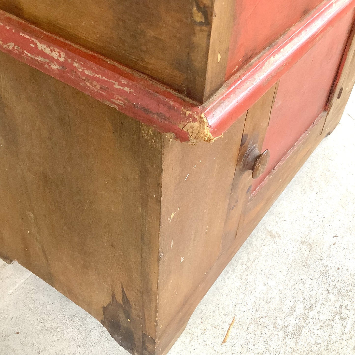 Antique American Primitive Painted Pine Farmhouse Cabinet