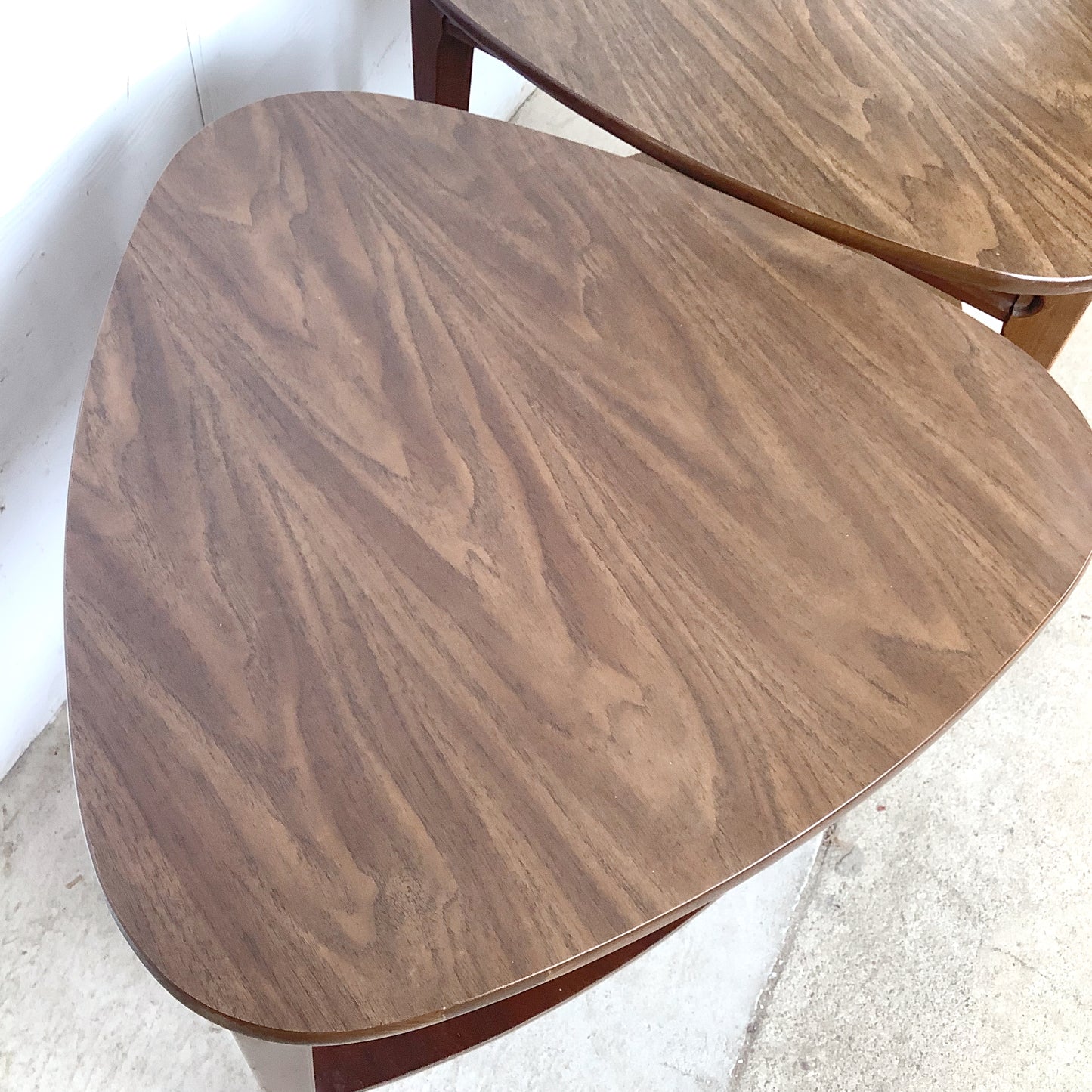 Pair of Two-Tier Triangular End Tables | Mid-Century Modern