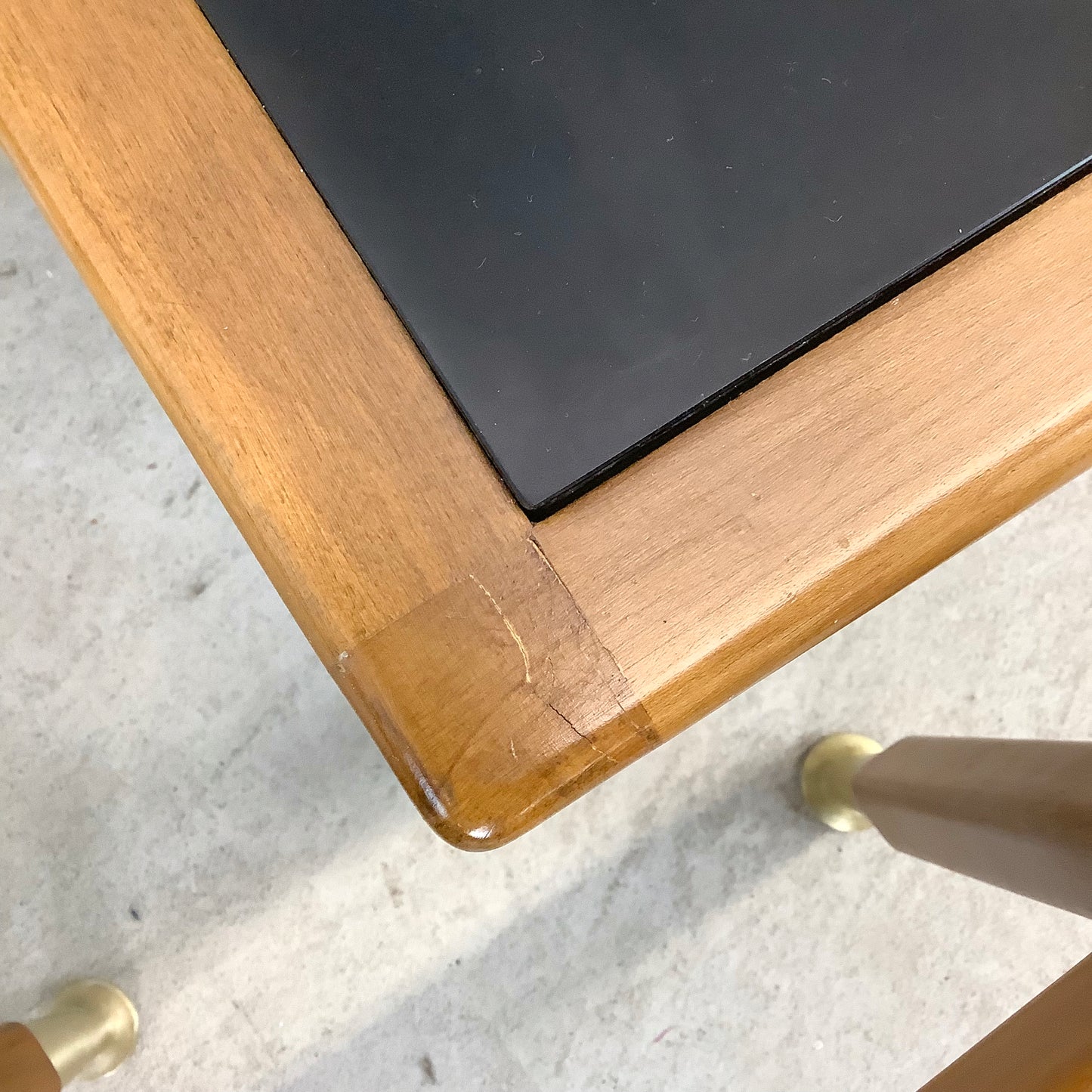 Mid-Century Modern Walnut Nesting Tables with Black Tops