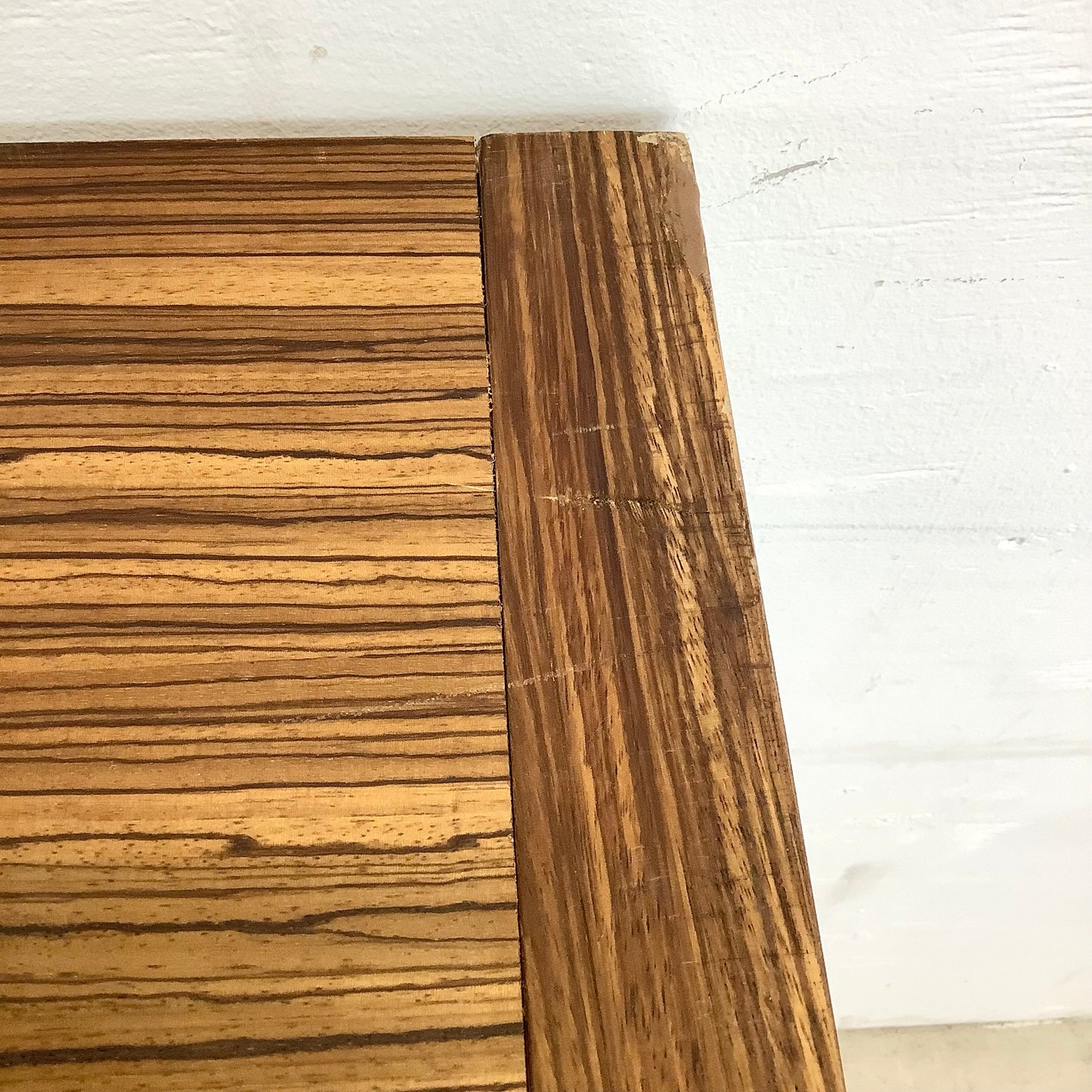 Modern Zebrawood Cube Shelf with Chrome Sled Base