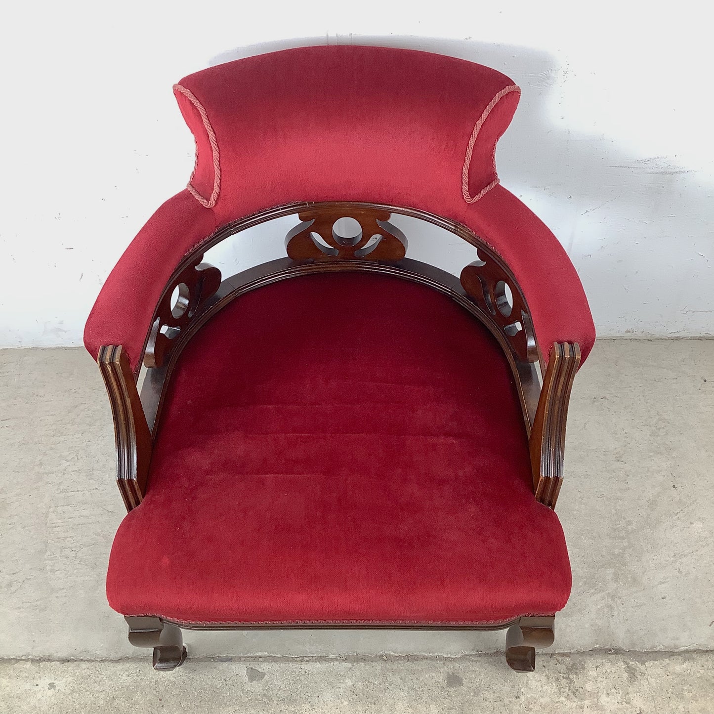 Empire Revival Upholstered Armchair in Red Velvet