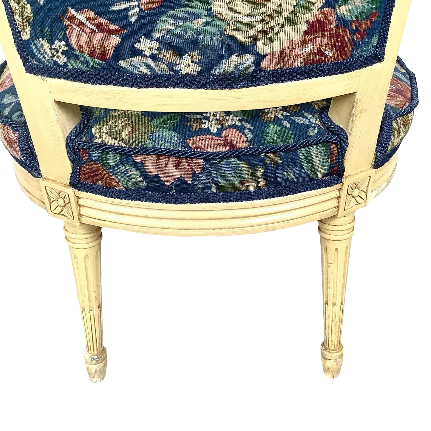 Vintage Louis XVI Style Painted Fauteuil | French Provincial Armchair  This painted fauteuil captures the timeless elegance of