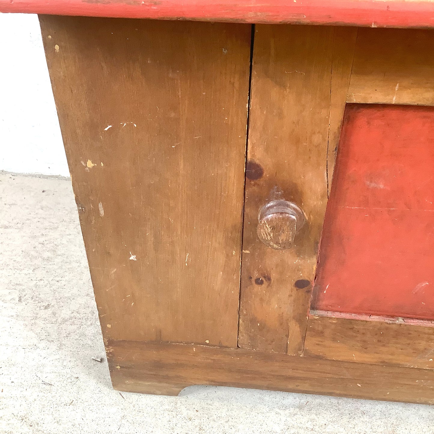 Antique American Primitive Painted Pine Farmhouse Cabinet
