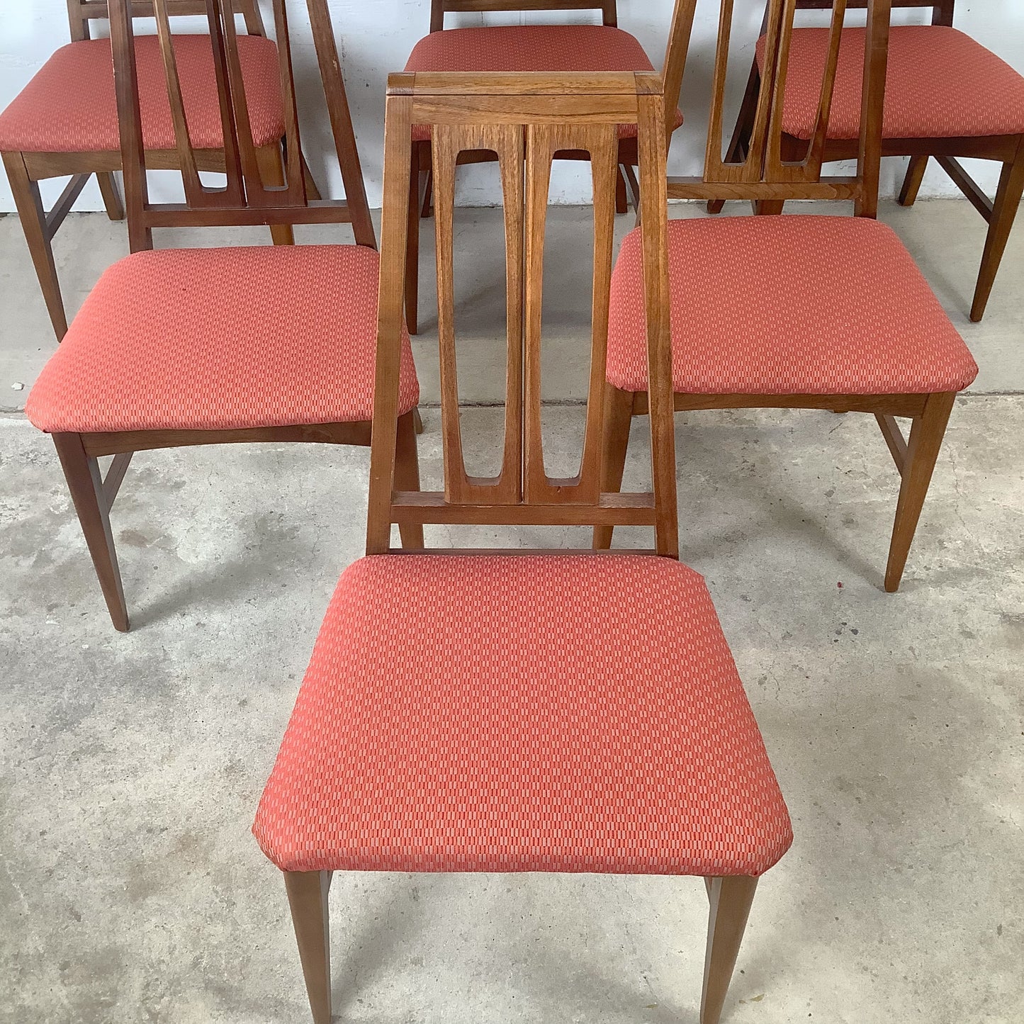 Young Manufacturing attr. Walnut High-Back Dining Chairs — A Set of Six MCM Chairs