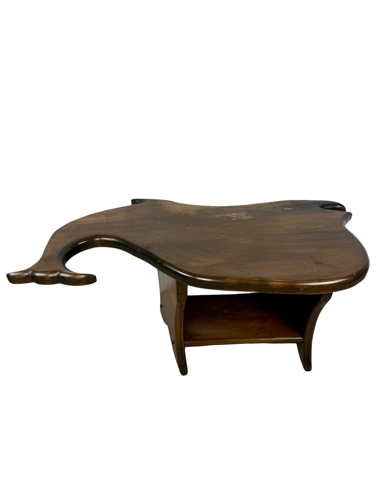 Vintage Folk Art Wooden Whale Shaped Coffee Table