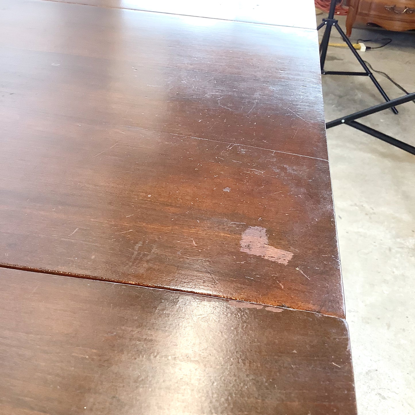 American Empire-Style Walnut Drop-Leaf Gate-Leg Table — Solid Wood, Single Drawer