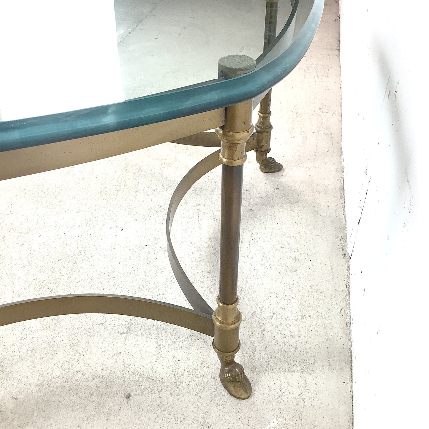 Vintage Brass Hexagonal Glass Coffee Table in the Style of La Barge