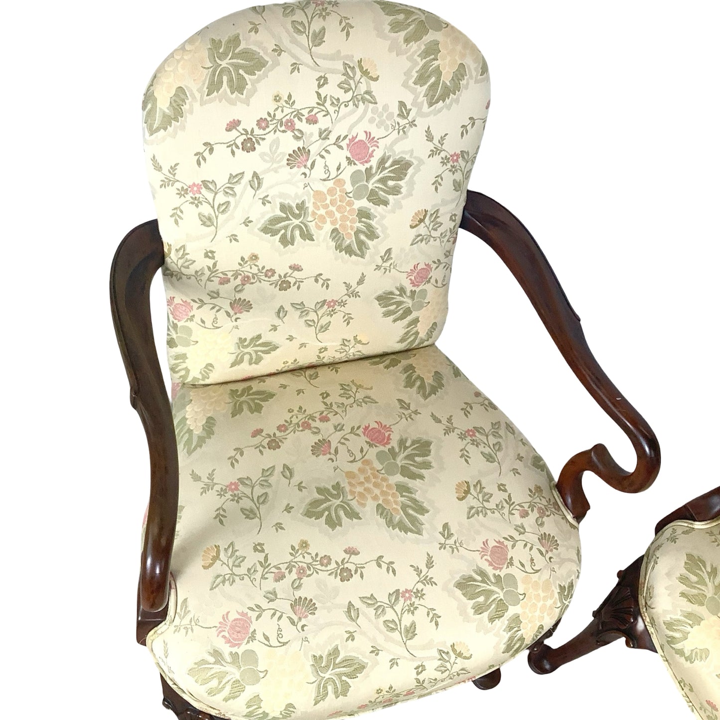 Vintage Pair of Georgian Revival Armchairs | Floral Upholstery | Set of 2