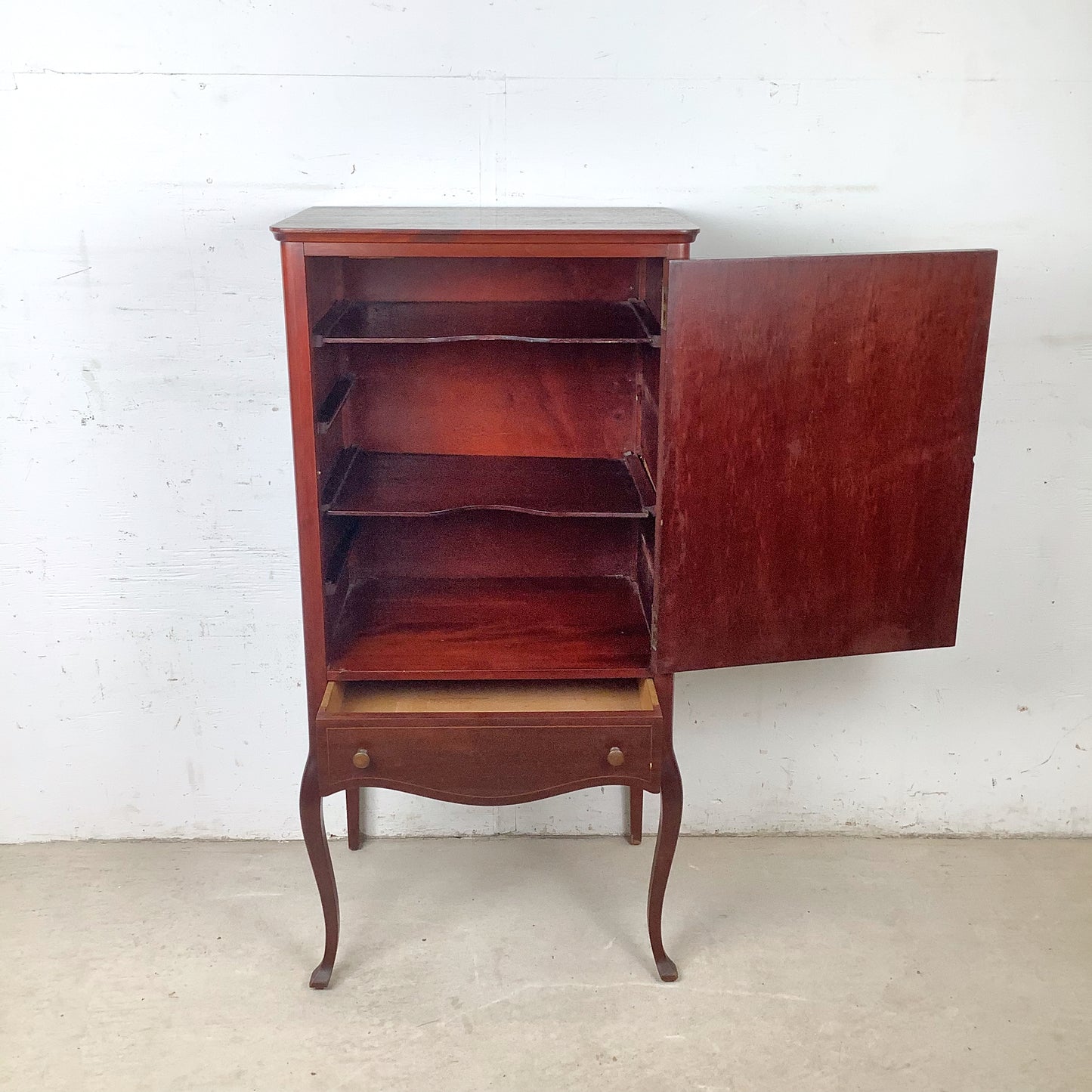 Edwardian Style Mahogany Music Cabinet | Marquetry Inlay | Cabriole Legs | 20th Century