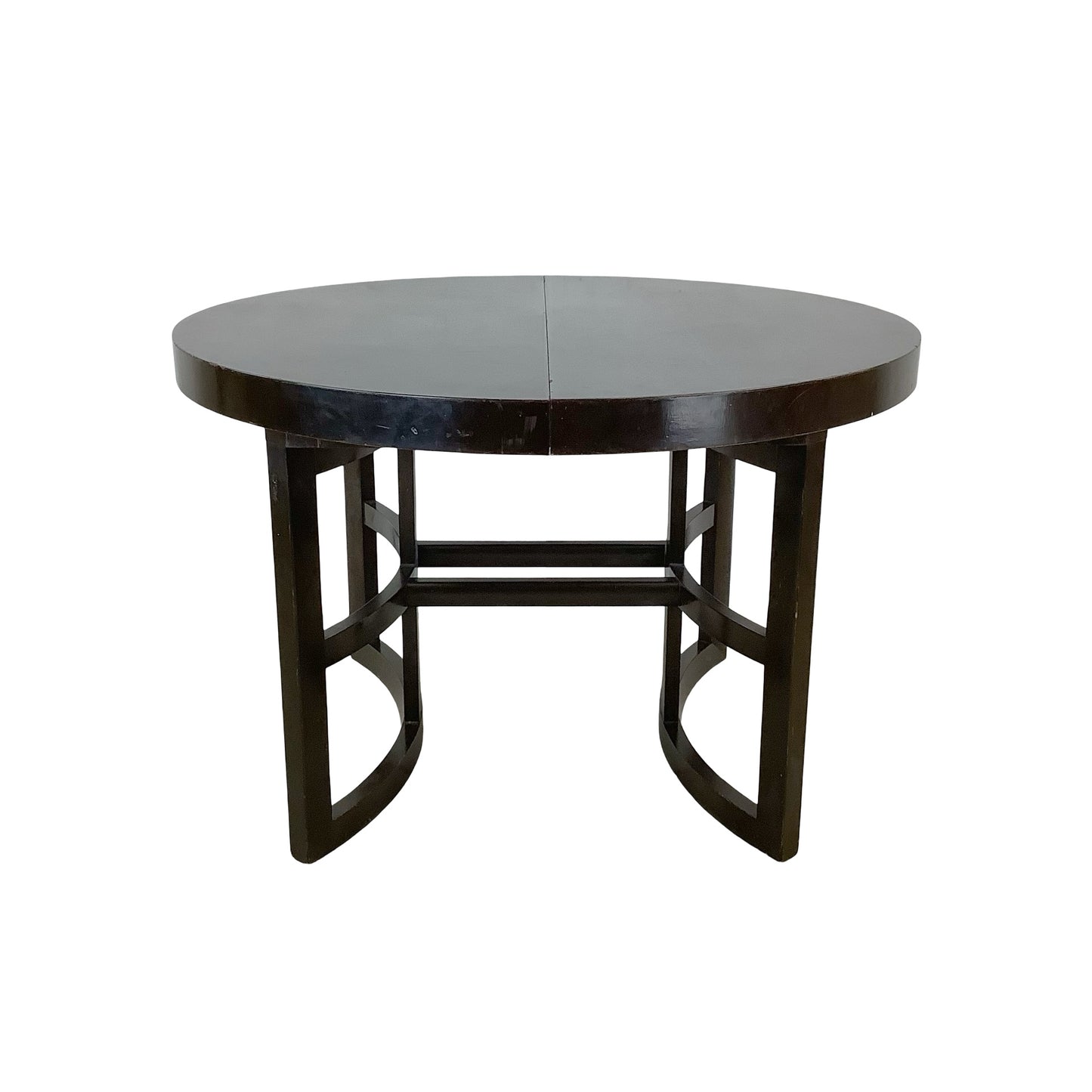 Ebonized Mahogany Round Extension Dining Table — Attributed to Paul T. Frankl