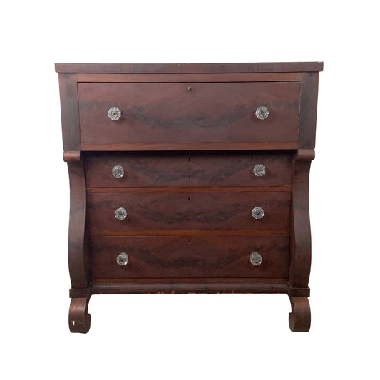 19th Century American Empire Flame Mahogany Four-Drawer Chest