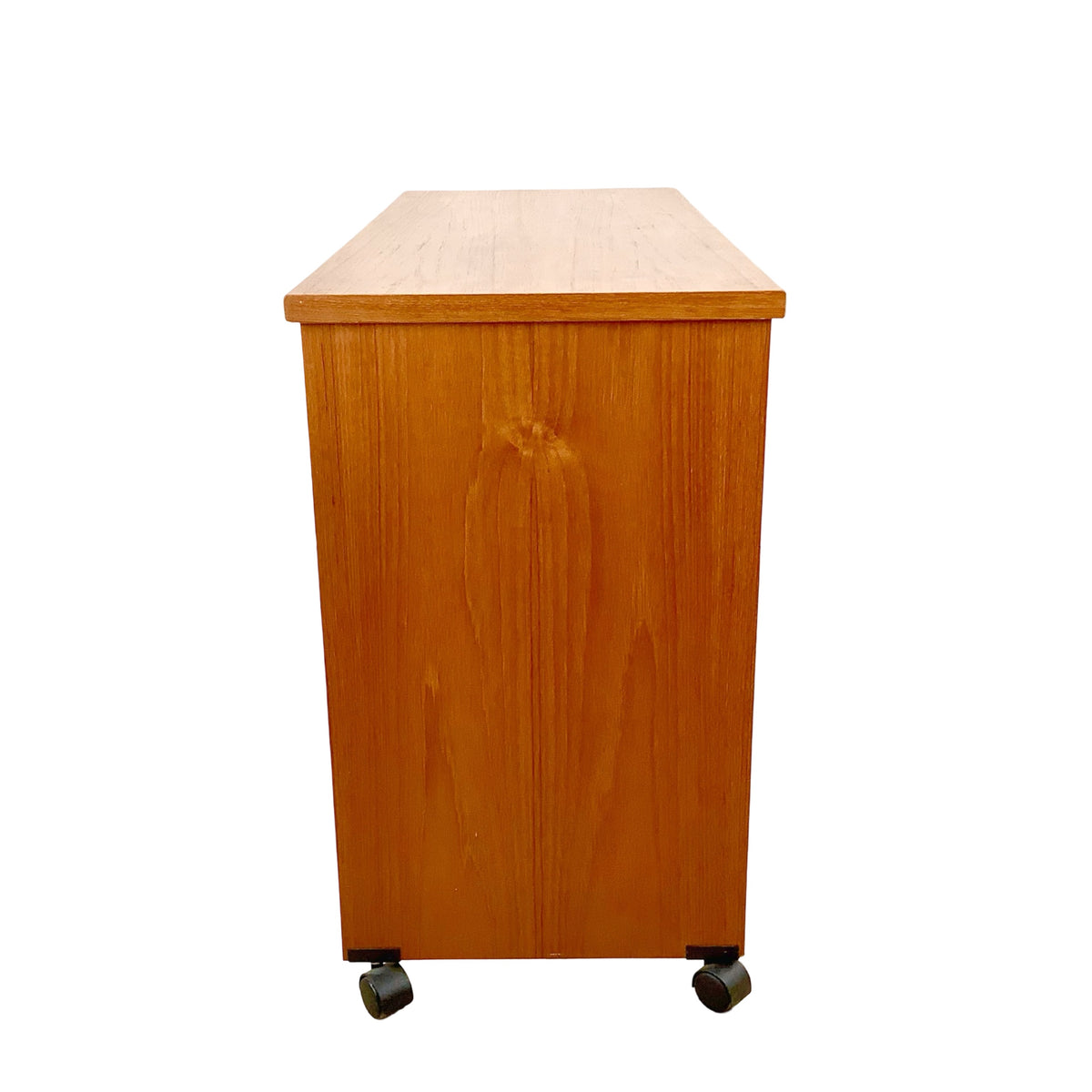 Vintage Mid-Century Modern Teak Rolling Desk and Console Table