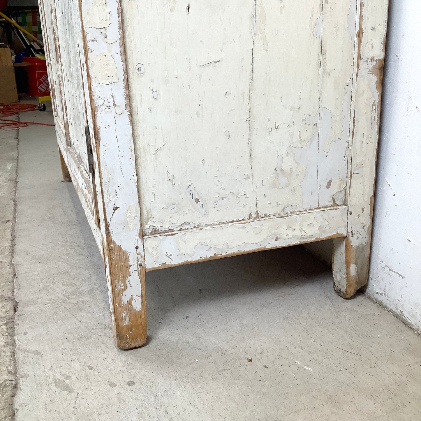 Rustic 20th Century Two-Door Cabinet – Distressed White Patina with Ample Storage