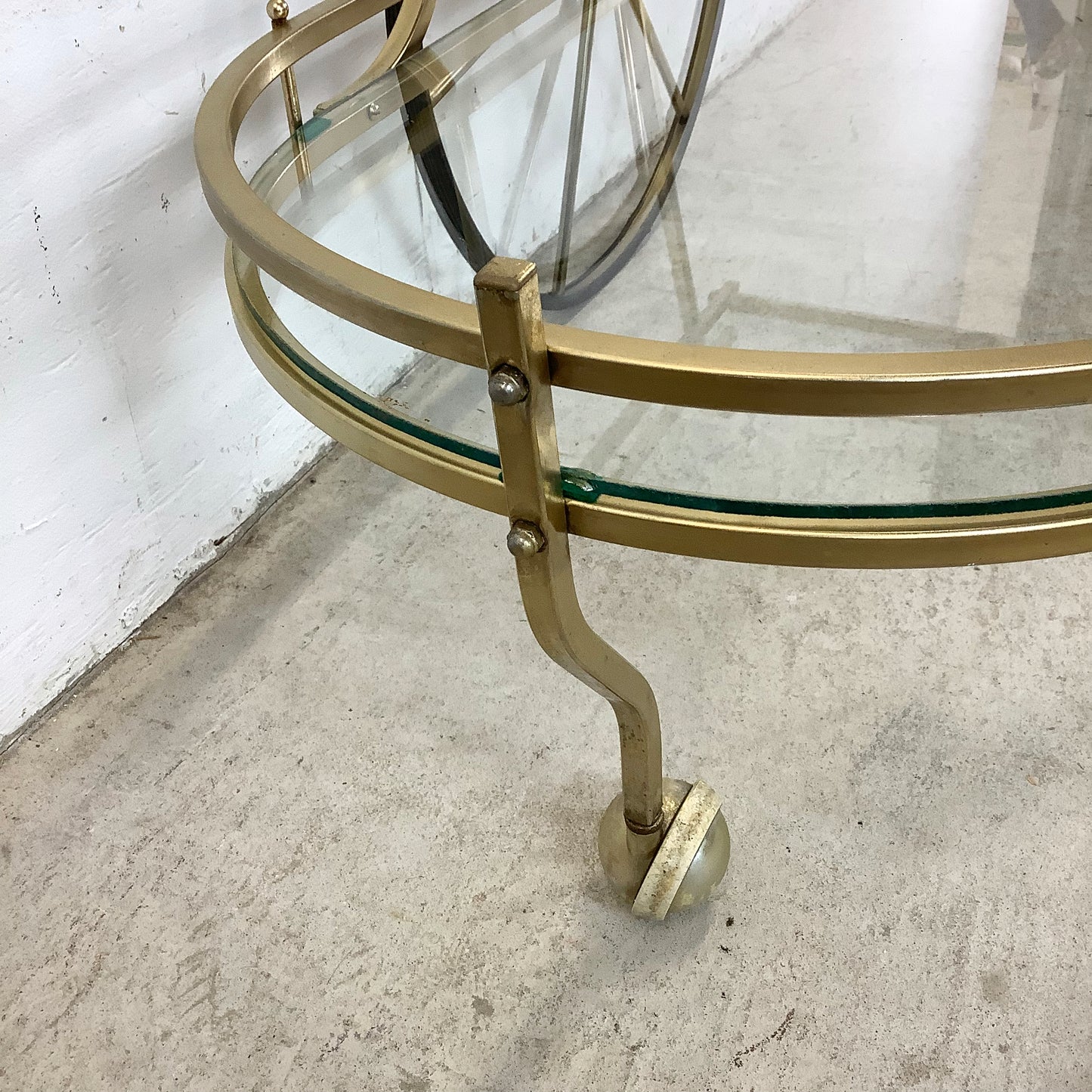 Vintage Brass and Glass Bar Cart or Tea Trolley